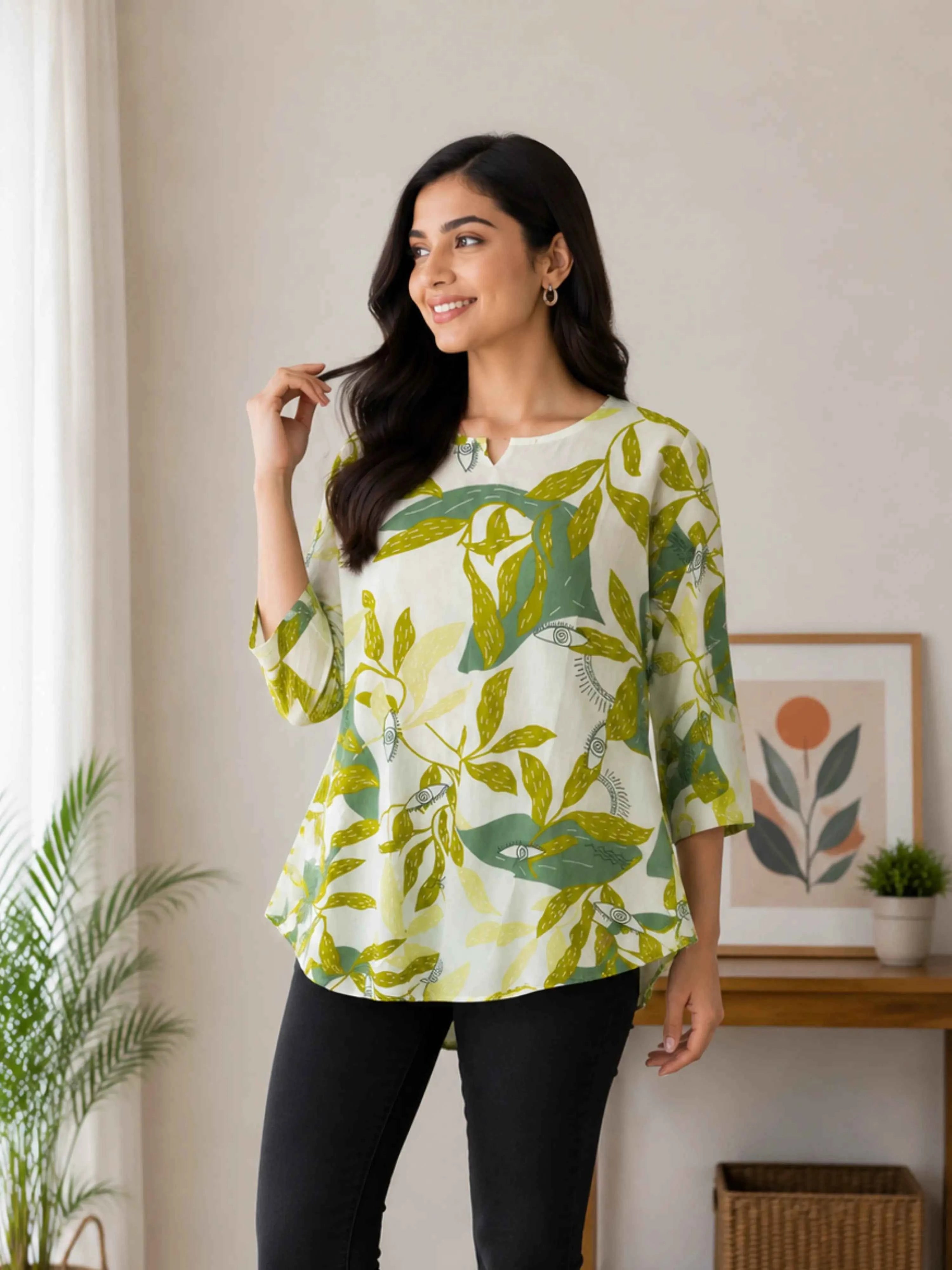 GREEN WHISPER PRINTED KURTI