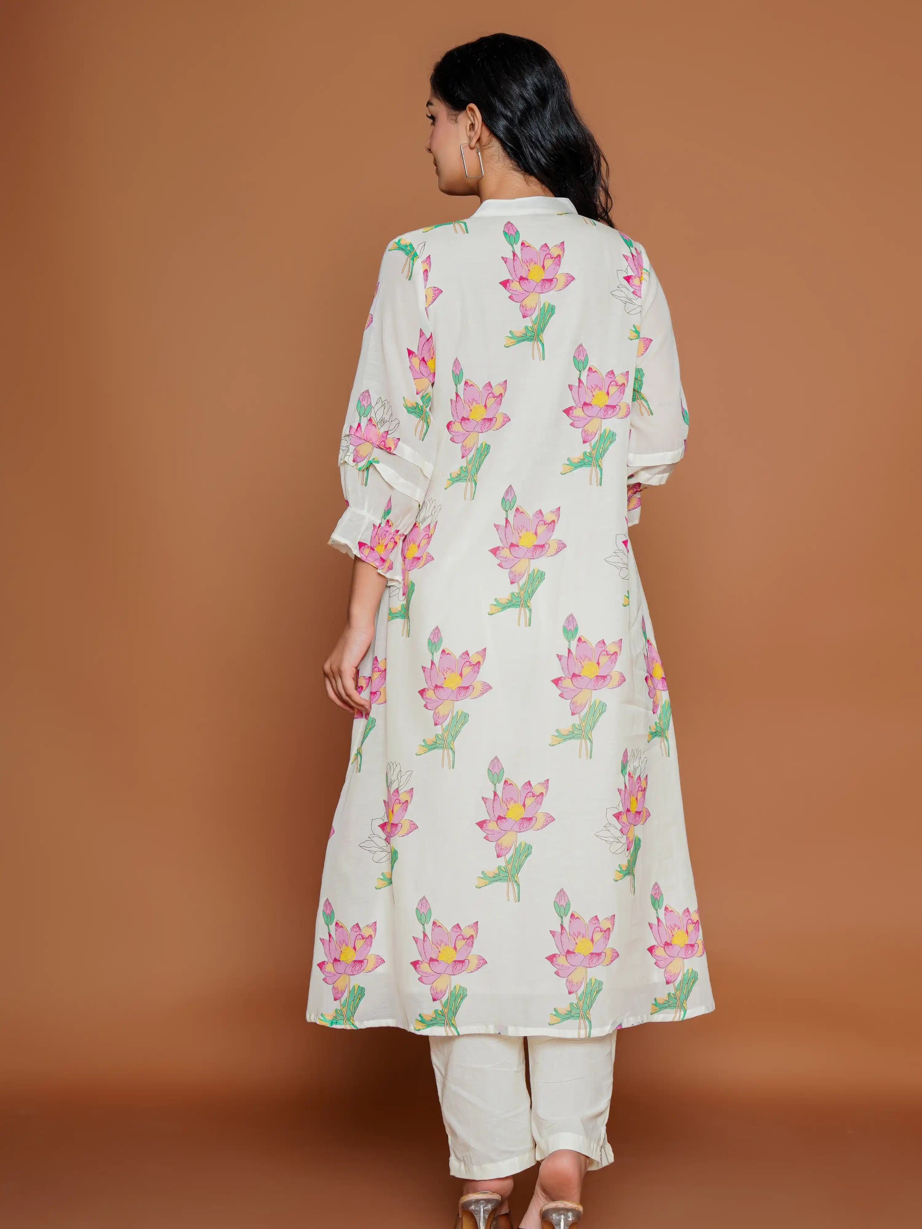 LOTUS FLORAL PRINTED A-LINE KURTA SET
