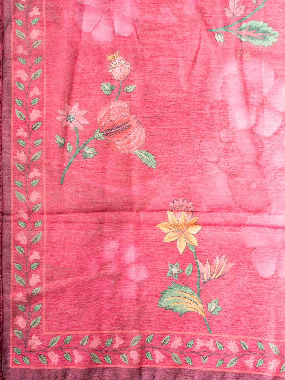 RED FLORAL  SILK  SUIT SET