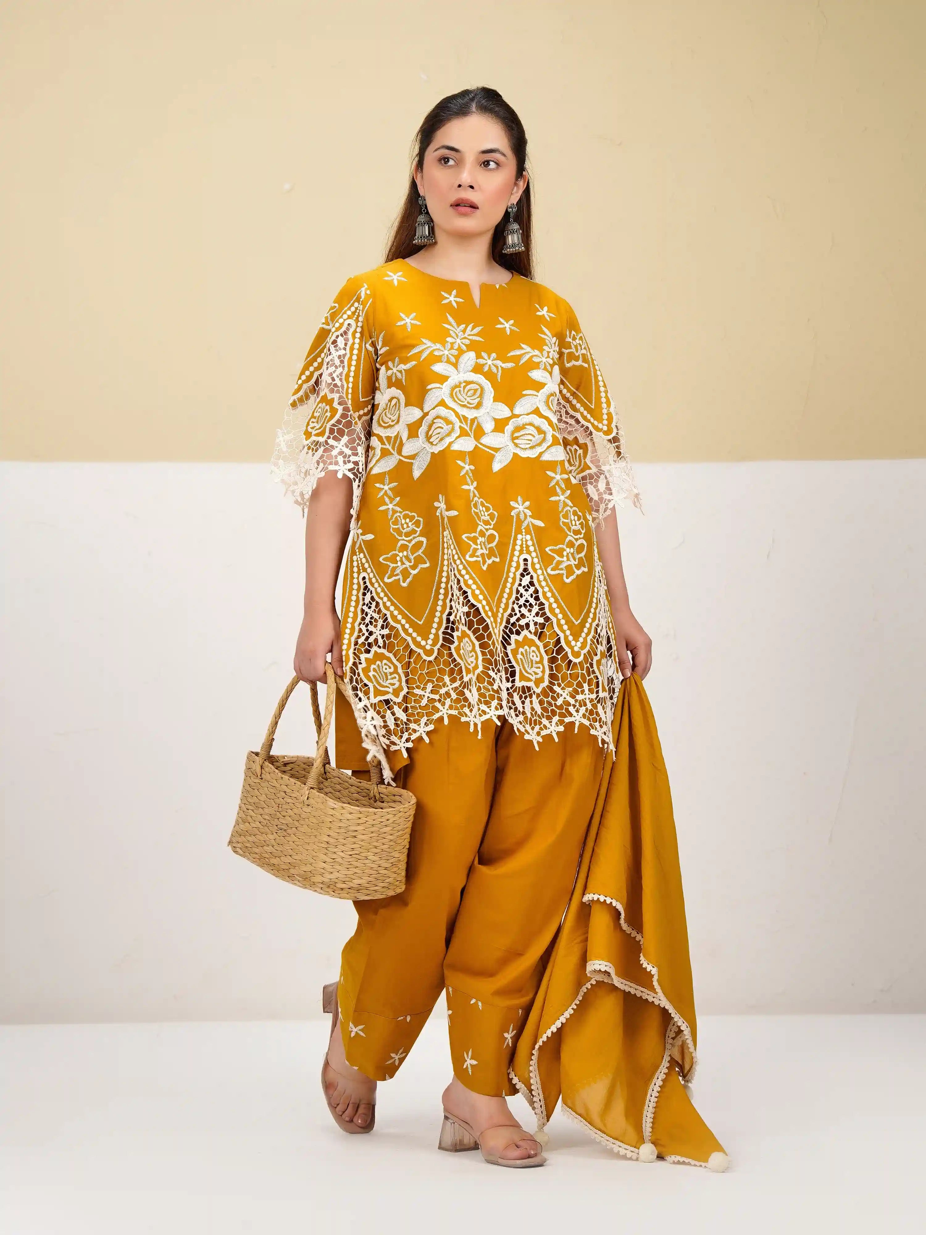 SUNFLOWER EMBROIDERED ELEGANCE PAKISTANI FARSHI SALWAR SUIT