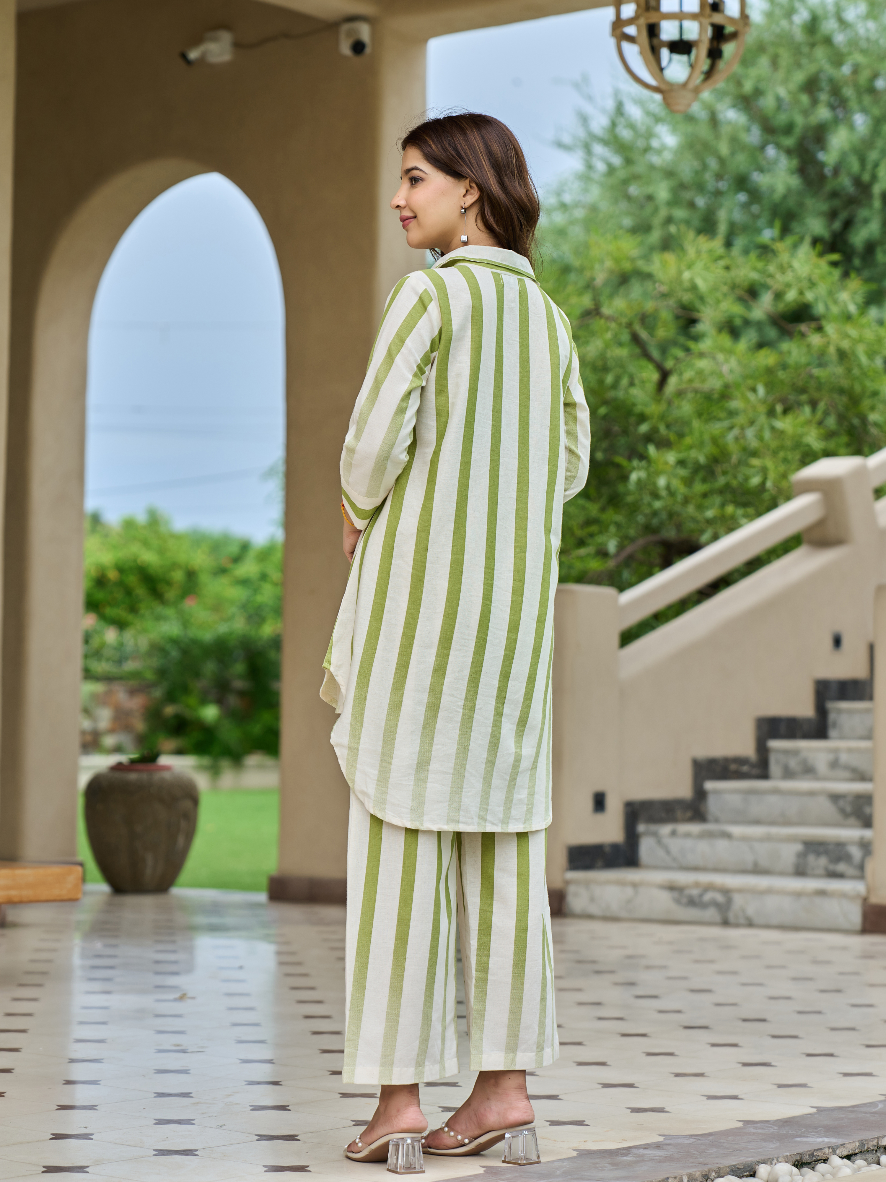 SANA STRIPED EMBROIDERED CO-ORD SET