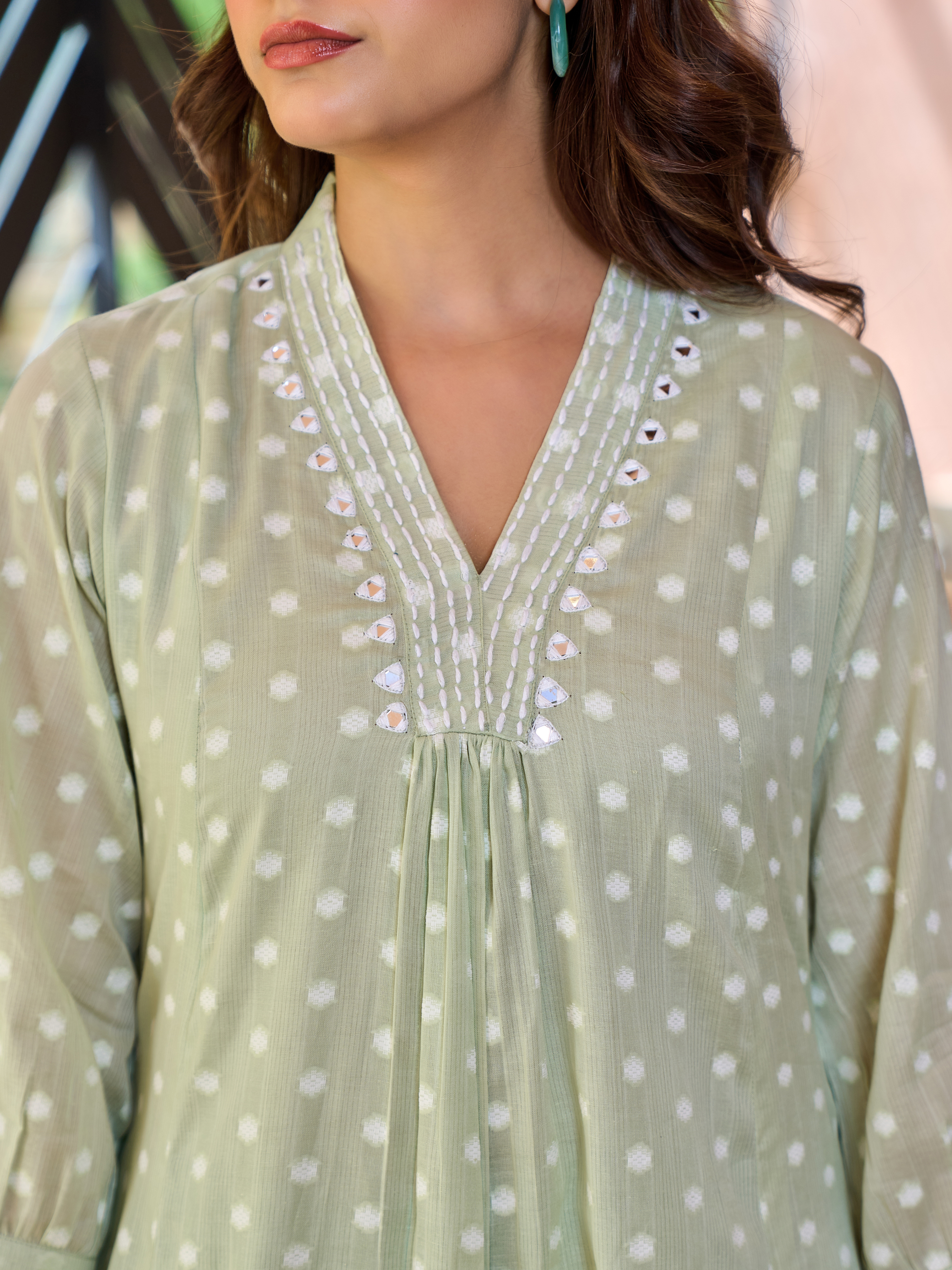 MANNAT POLKA MIRROR WORK KURTA SET