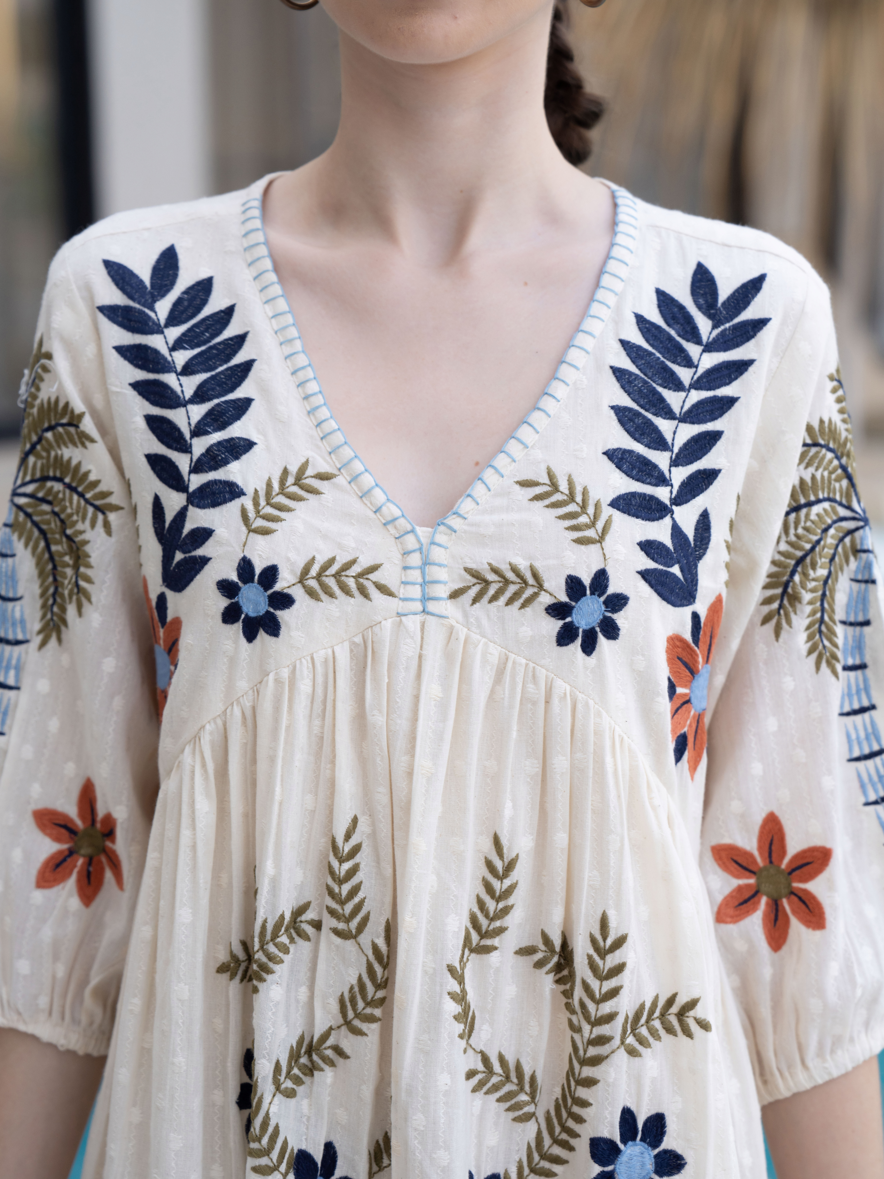 ELINA ISLAND BLOOM THREADWORK DRESS