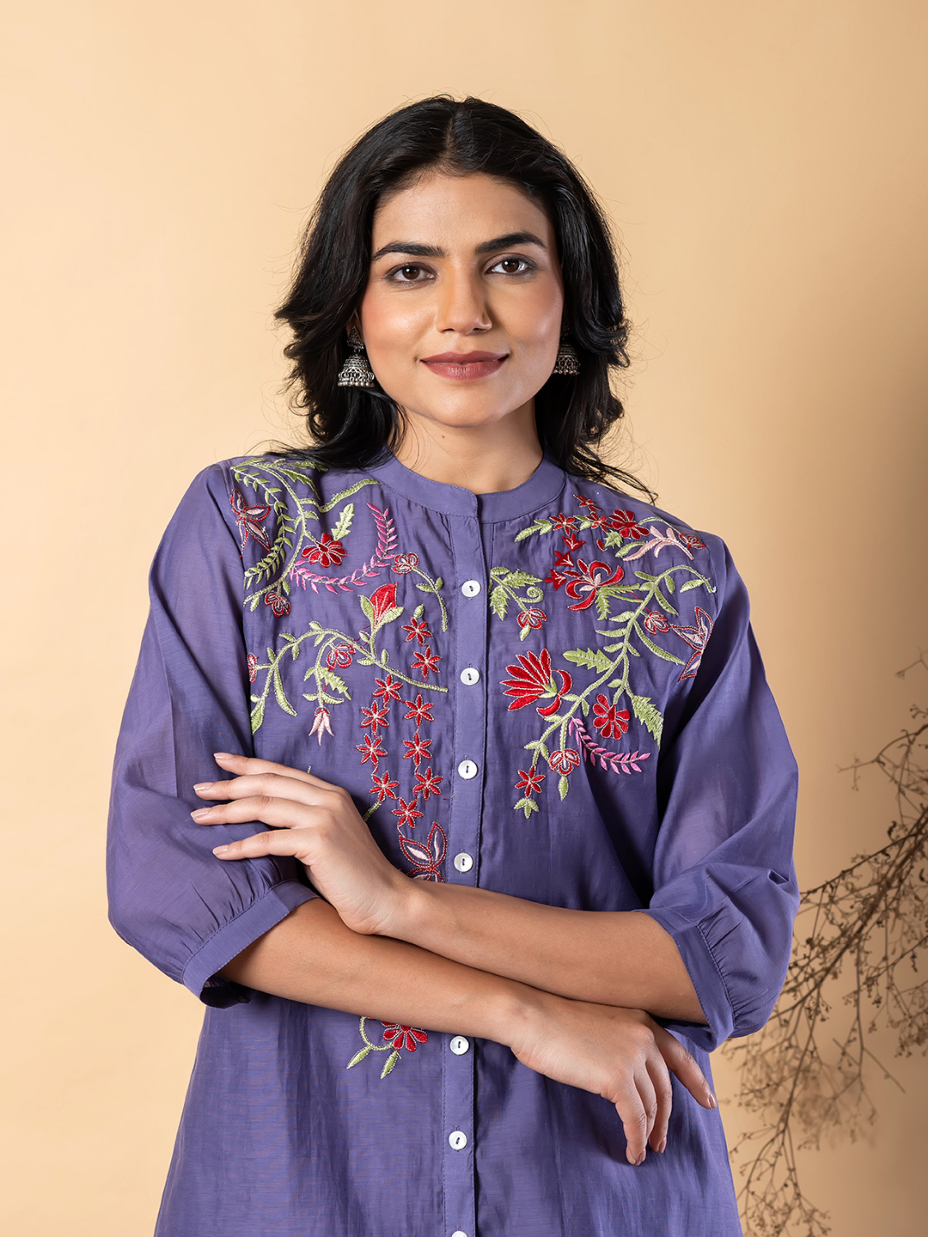 LAVENDER FLORAL EMBROIDERED CO-ORD SET