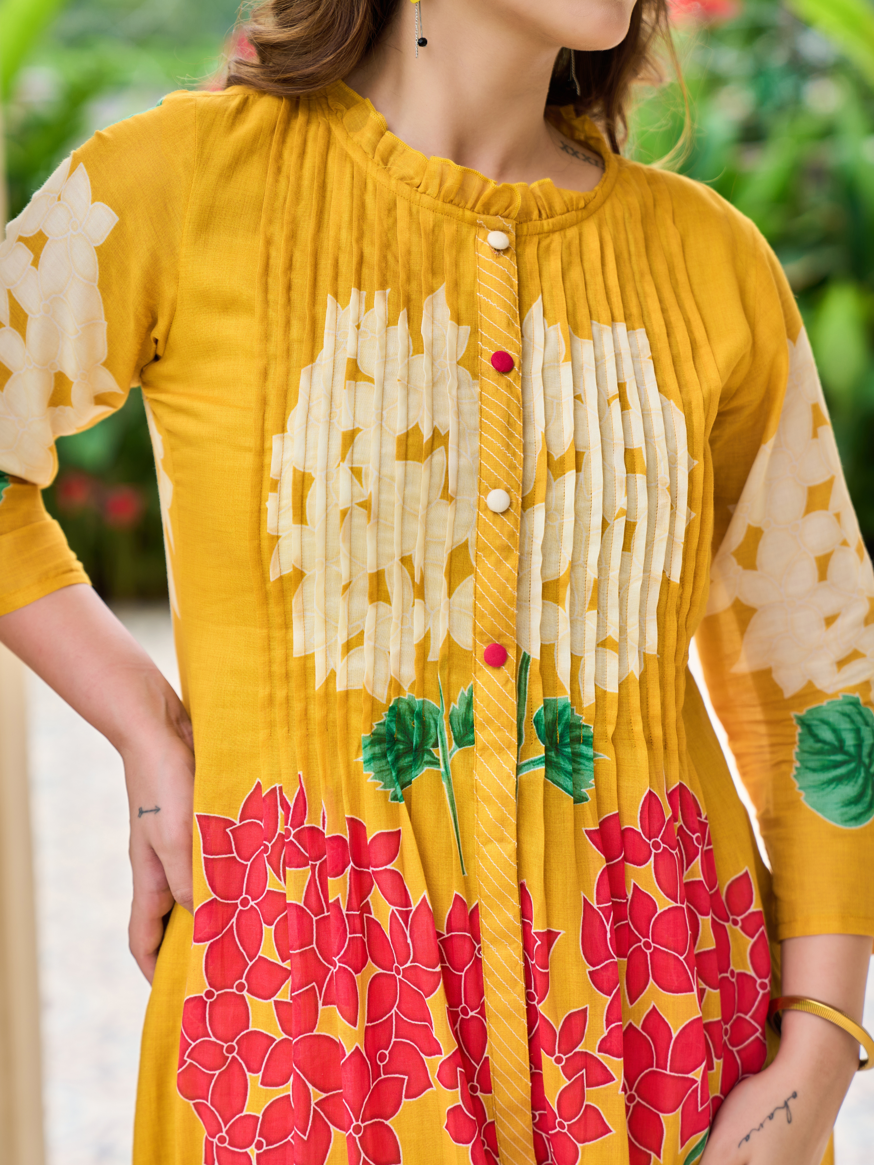 AFREEN YELLOW  PRINTED KURTA SET