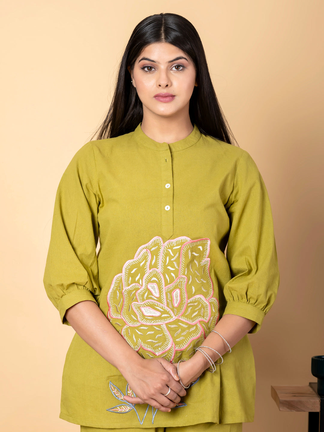 GREEN AURA THREADWORK COTTON CO-ORD SET