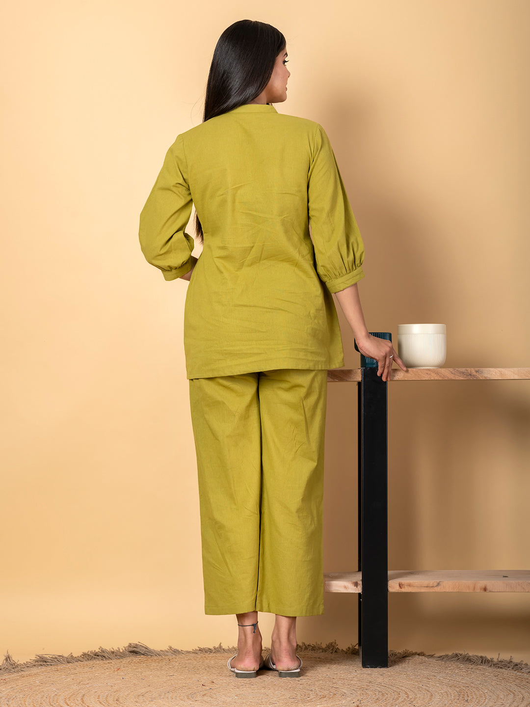 GREEN AURA THREADWORK COTTON CO-ORD SET