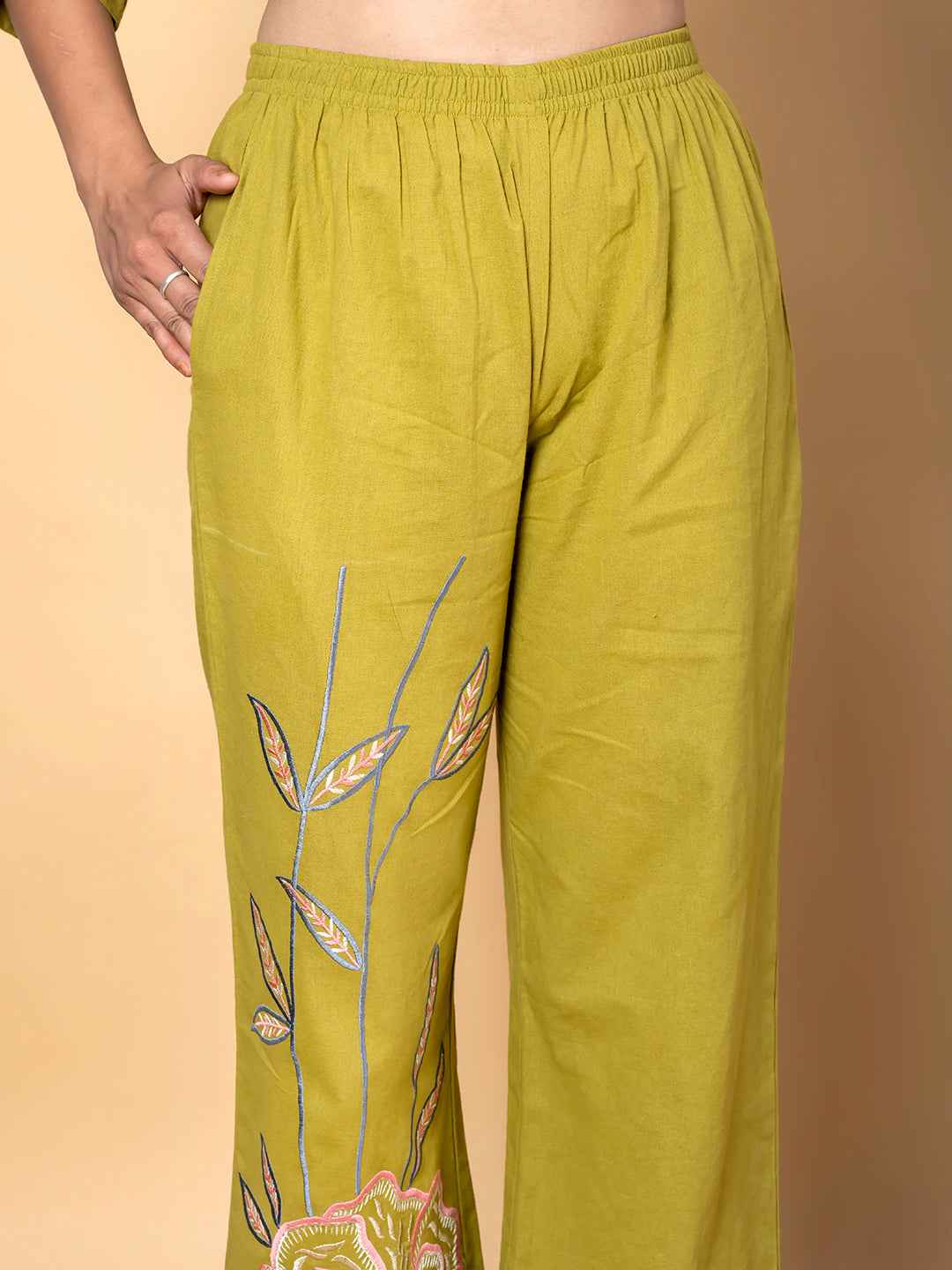 GREEN AURA THREADWORK COTTON CO-ORD SET