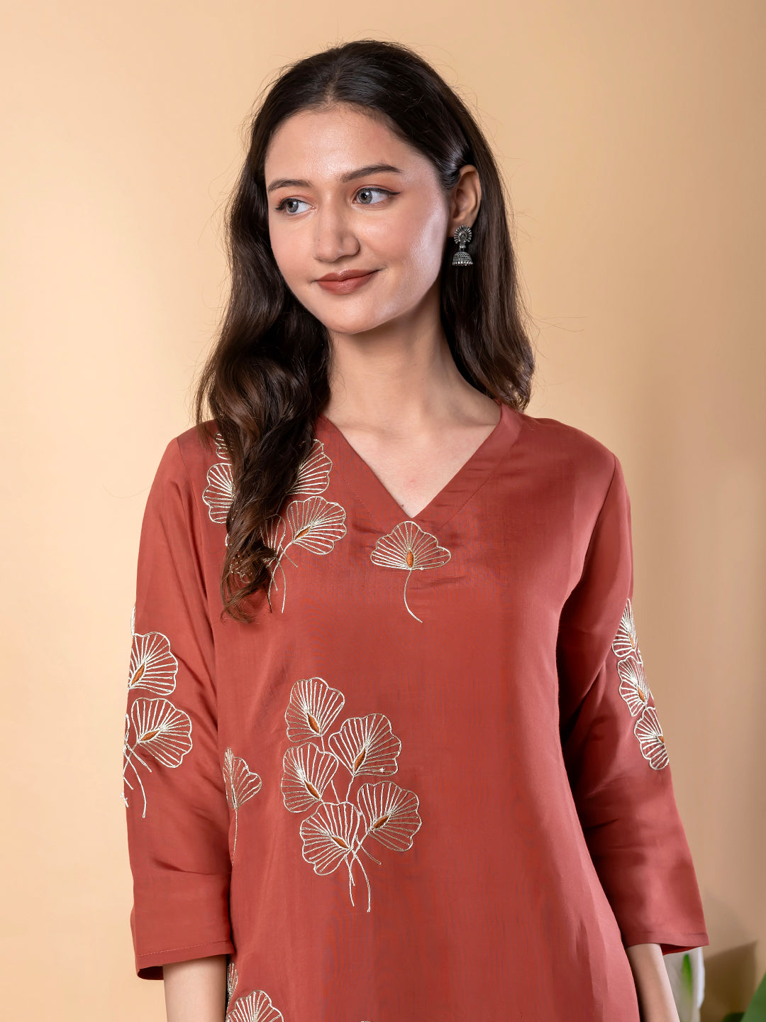 ELEGENT RUST GOLDEN  EMBROIDERED  SUIT SET