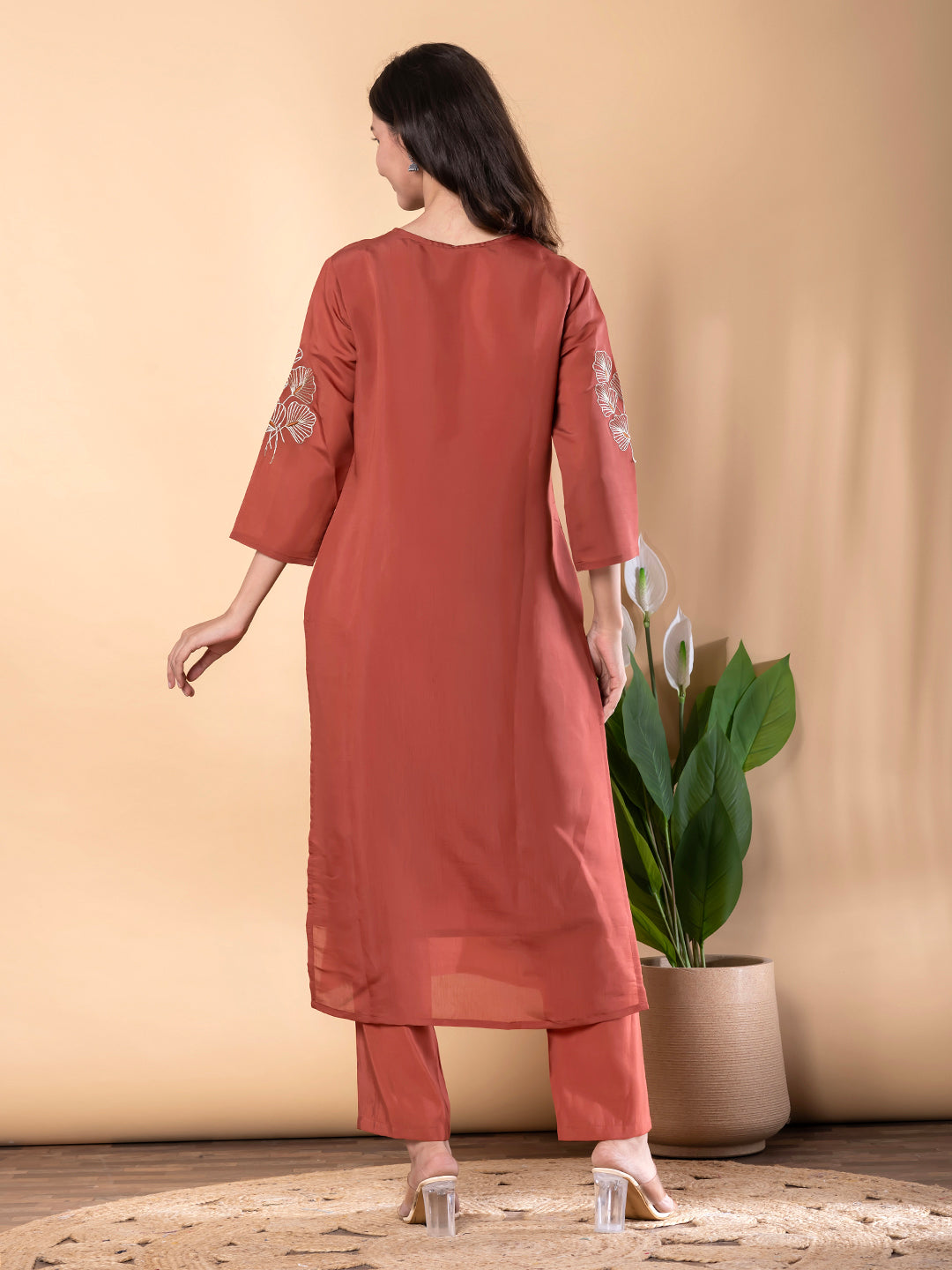ELEGENT RUST GOLDEN  EMBROIDERED  SUIT SET