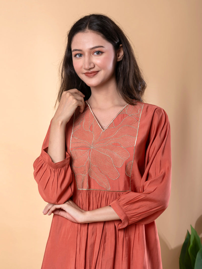COPPER AURA GOLDEN EMROIDERY CO-ORD SET