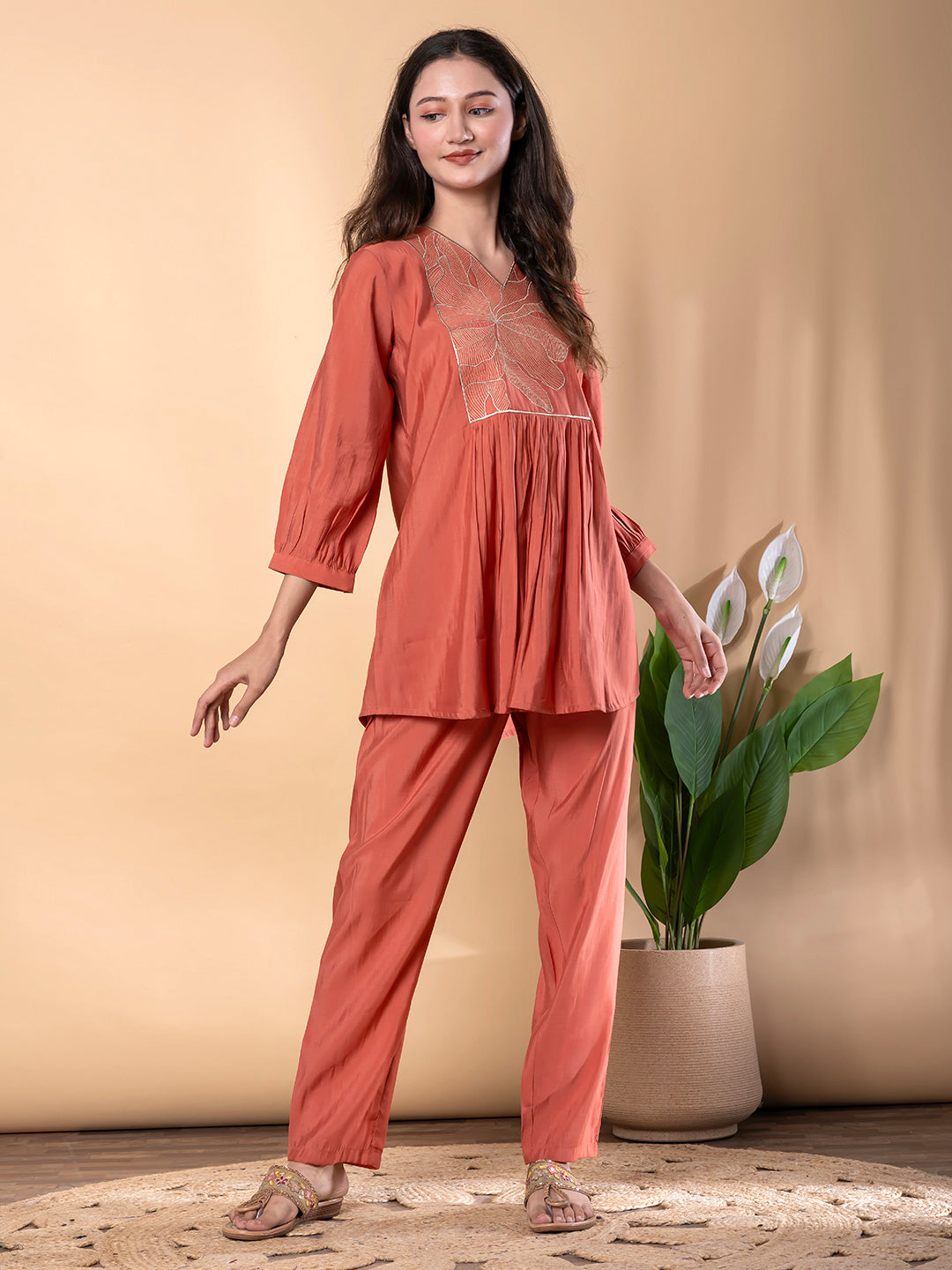 COPPER AURA GOLDEN EMROIDERY  CO-ORD SET