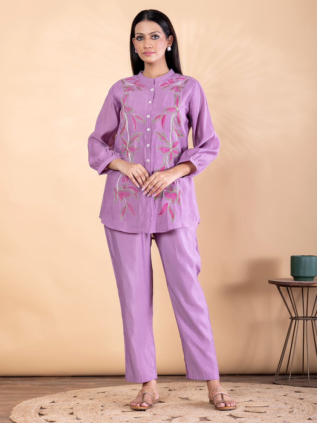 PINK BLOSSOM  THREADWORK  CO-ORD SET