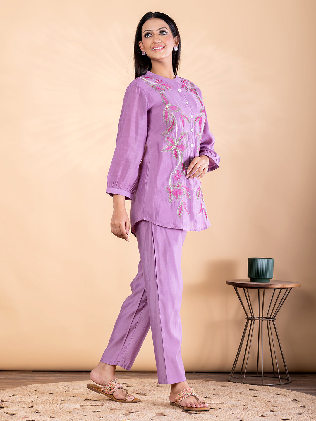 PINK BLOSSOM  THREADWORK  CO-ORD SET