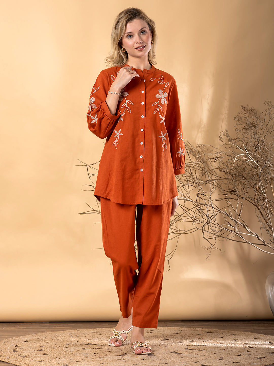 SUNSET RUST THREAD WORK CO-ORD SET