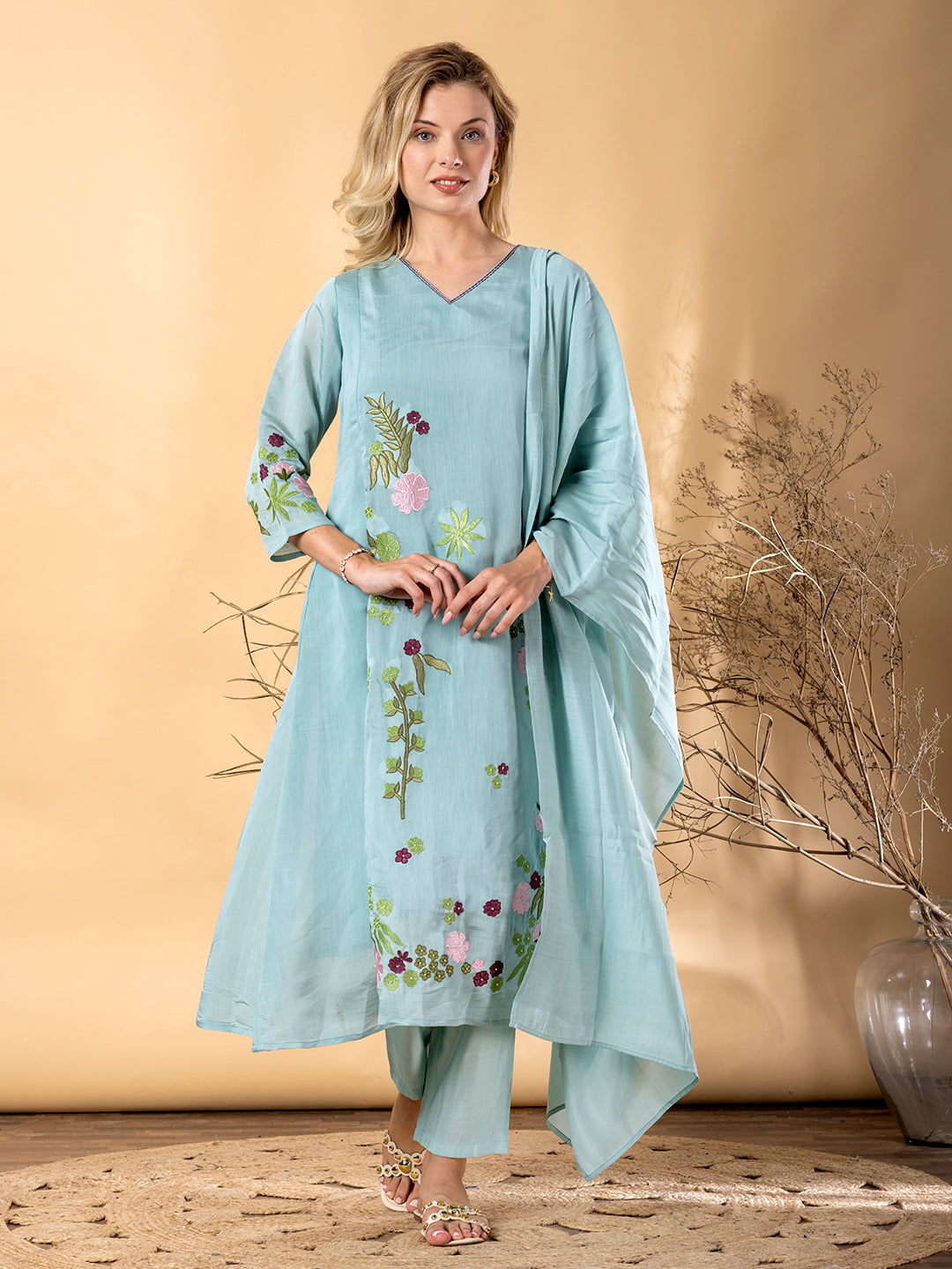 PASTEL BLUE PREMIUM EMROIDERY SUIT SET