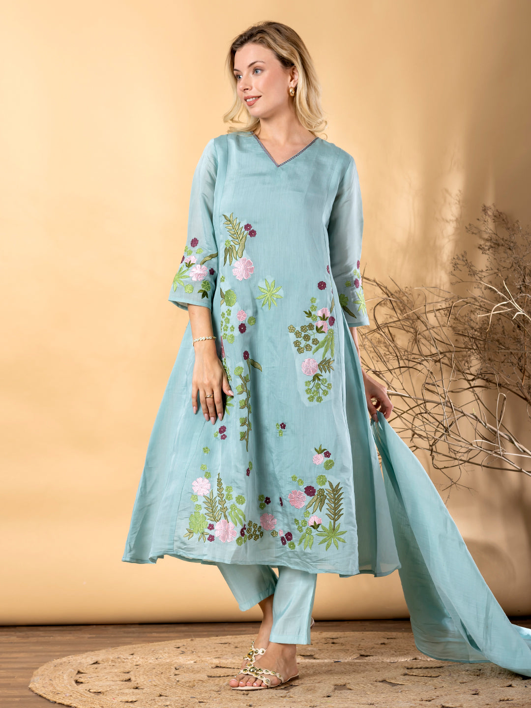 PASTEL BLUE PREMIUM EMROIDERY SUIT SET