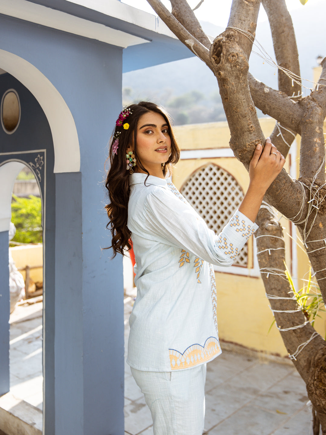 ARIA SKY BLUE EMBROIDERED CO-ORD SET