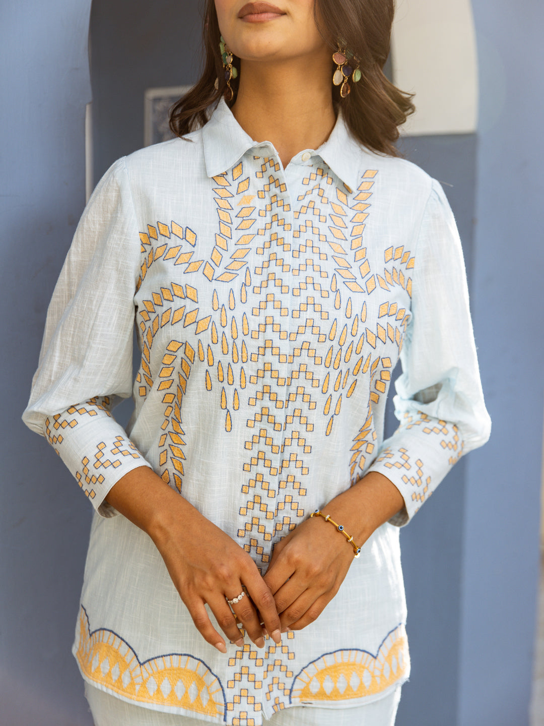 ARIA SKY BLUE EMBROIDERED CO-ORD SET