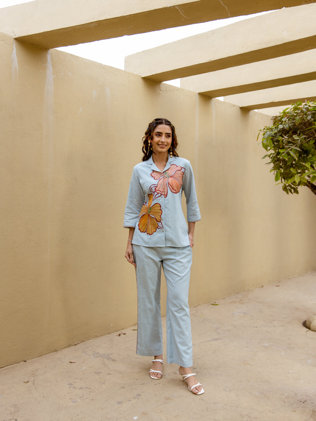 NALYNE AMBER BLUE FUSION  EMBROIDERY  CO-ORD SET