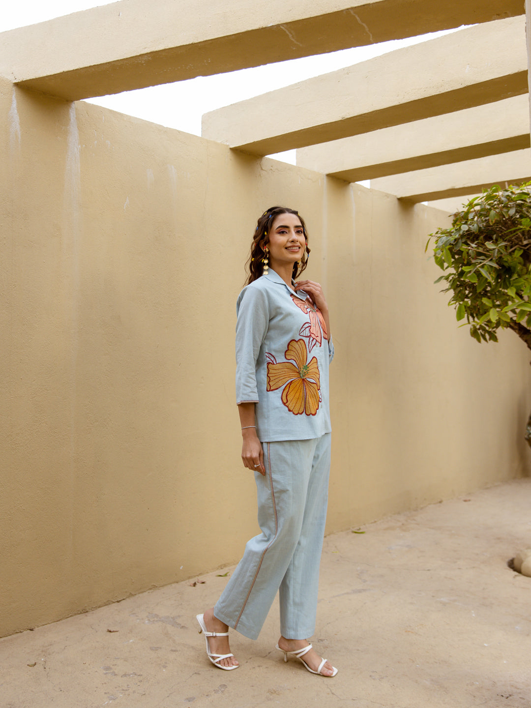 NALYNE AMBER BLUE FUSION  EMBROIDERY  CO-ORD SET
