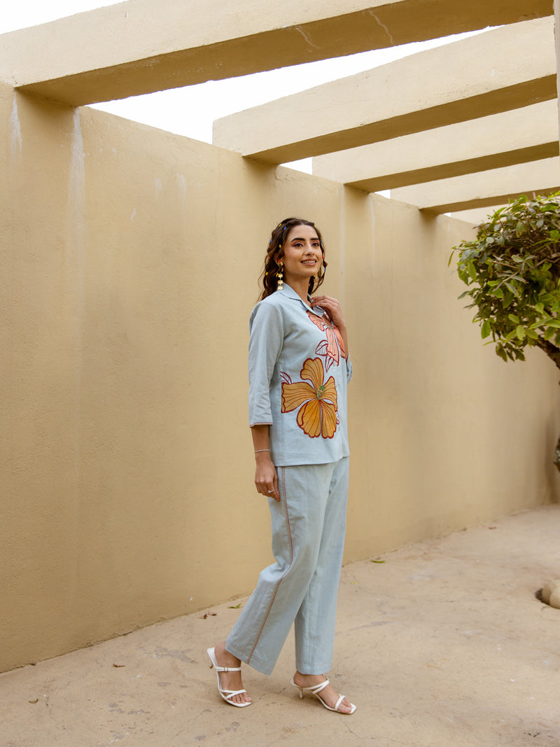 NALYNE AMBER BLUE FUSION EMBROIDERY CO-ORD SET