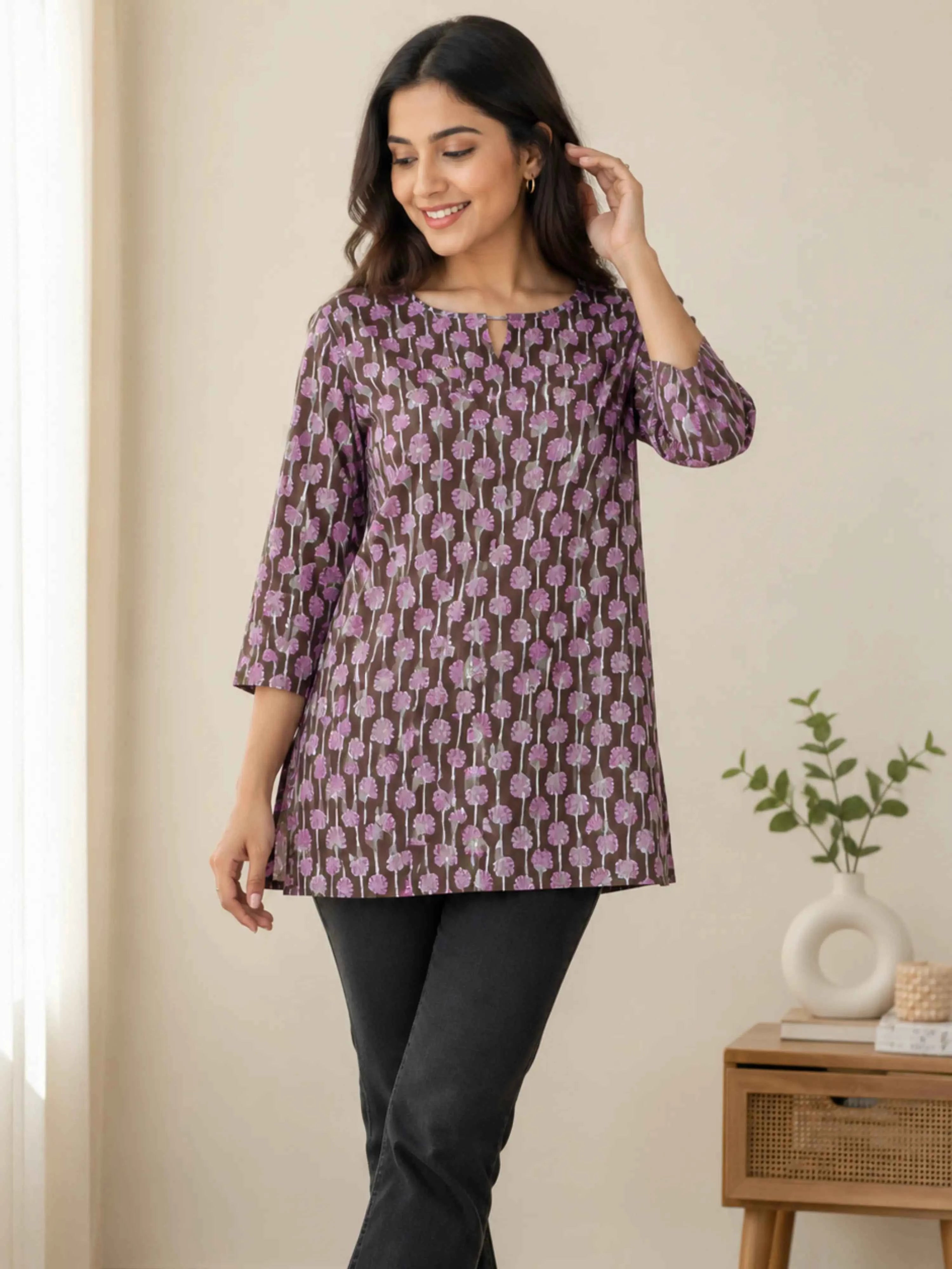 LAVENDER LEAF CHARM PRINTED KURTI