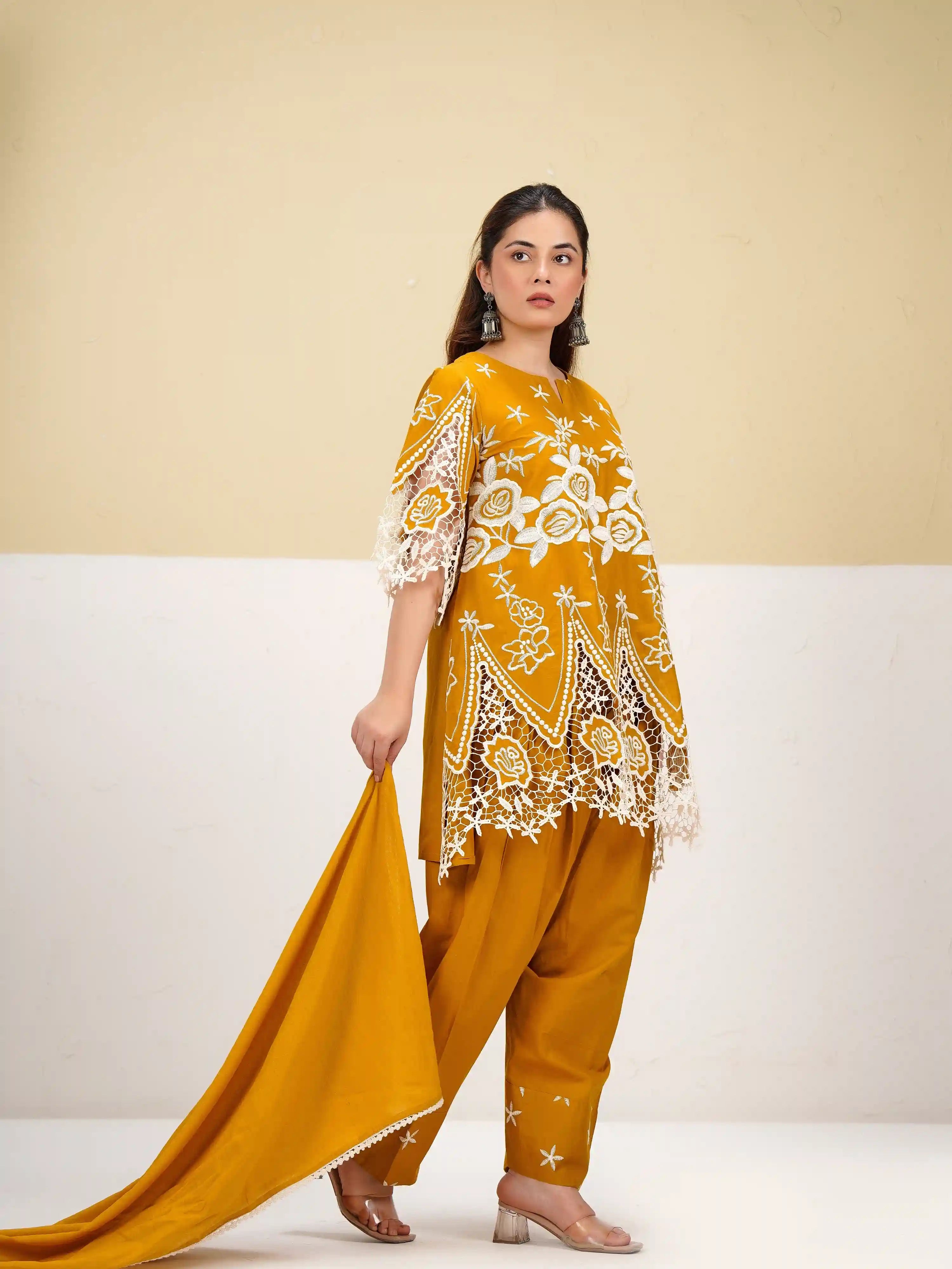 SUNFLOWER EMBROIDERED ELEGANCE PAKISTANI FARSHI SALWAR SUIT