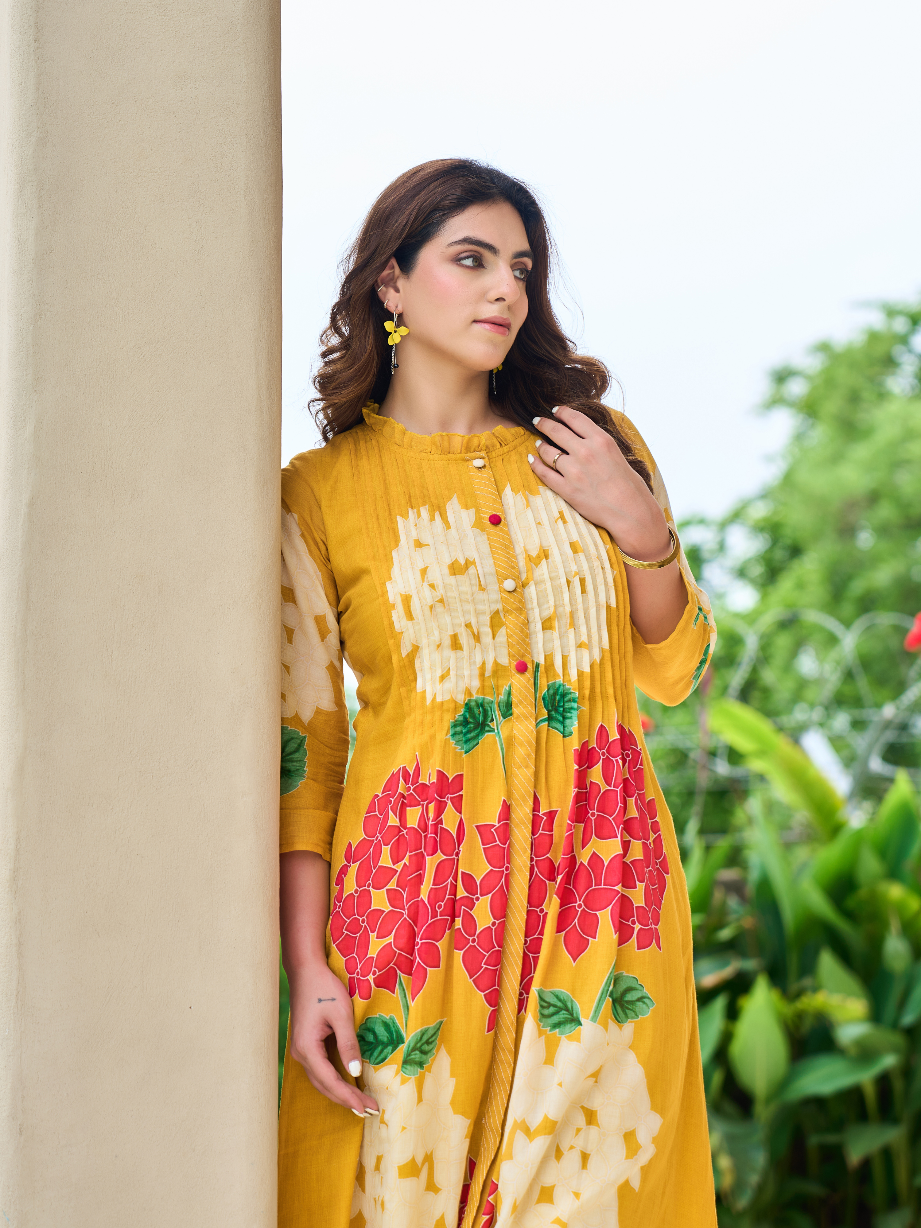 AFREEN YELLOW  PRINTED KURTA SET