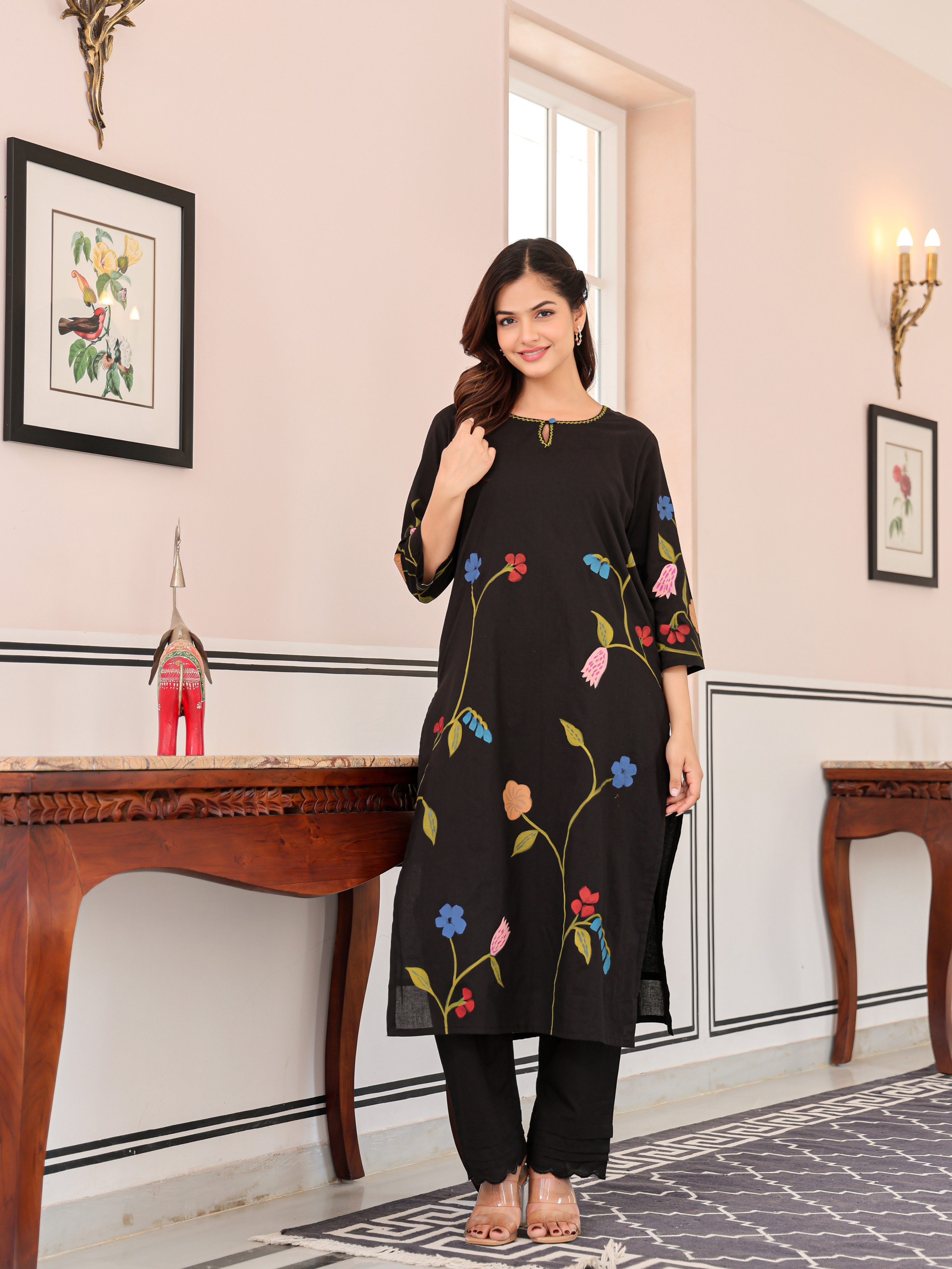 MARINA LACK FLORAL KURTA SET