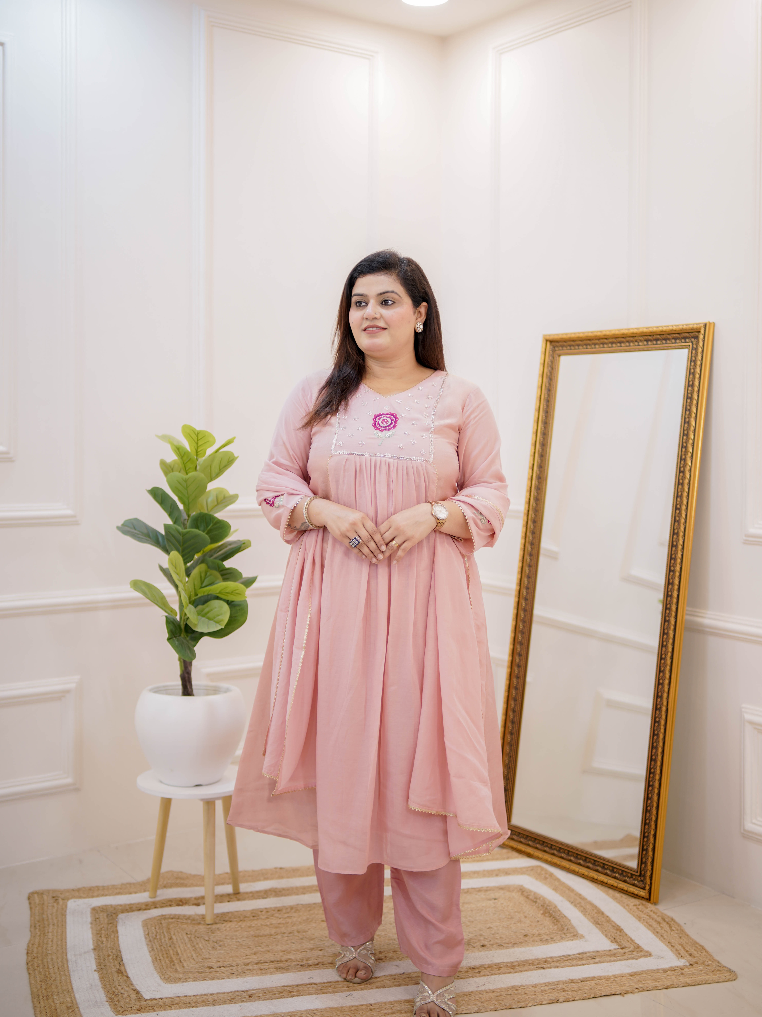 BLUSH ROSE EMBROIDERED SUIT SET