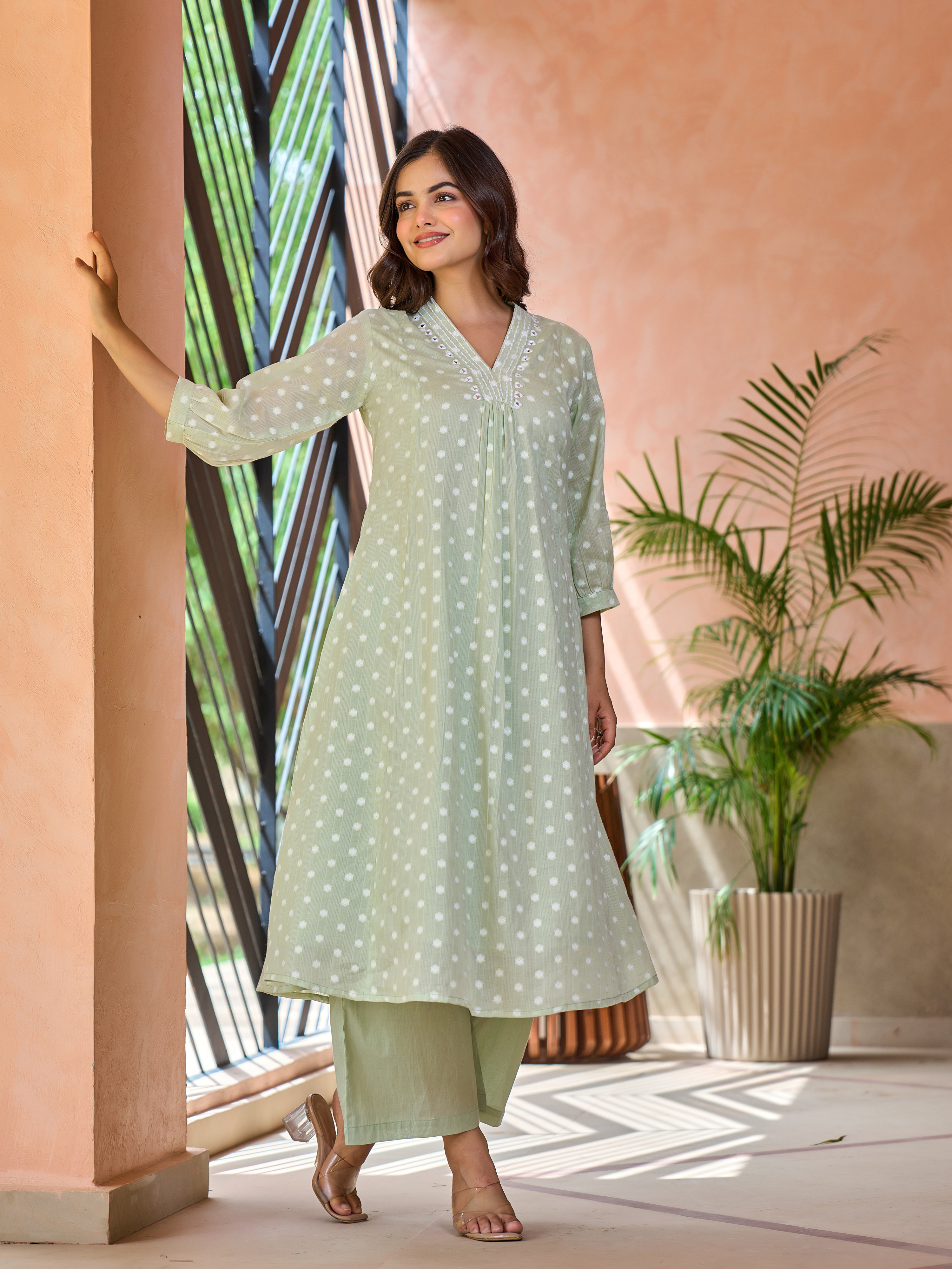 MANNAT POLKA MIRROR WORK KURTA SET