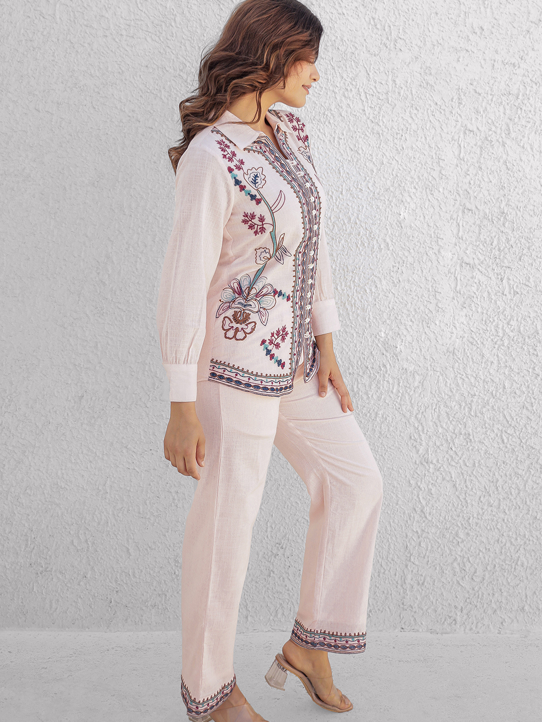 JOSHPHINE BLUSH PINK FULL EMBROIDERED CO-ORD SET