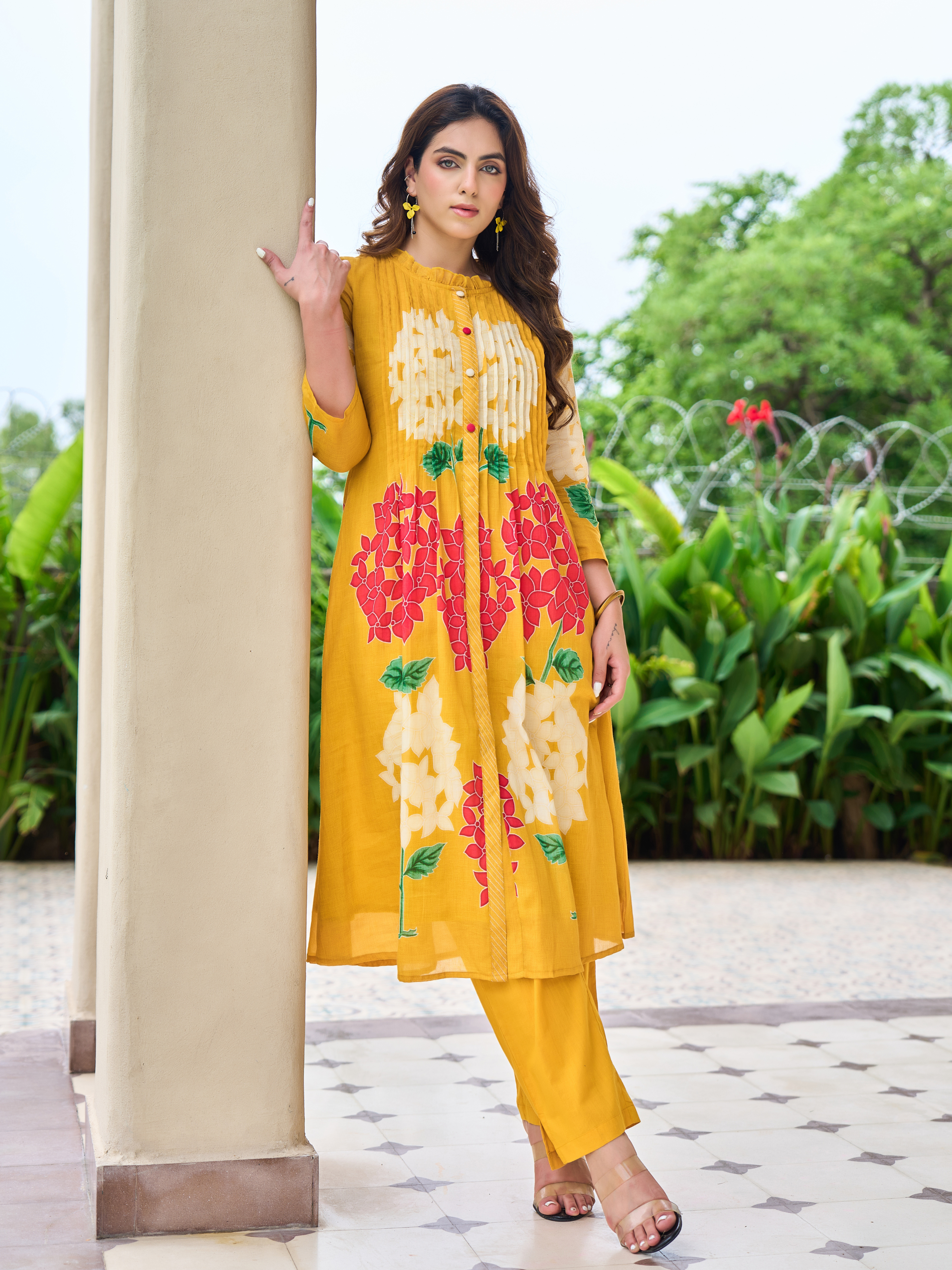 AFREEN YELLOW  PRINTED KURTA SET