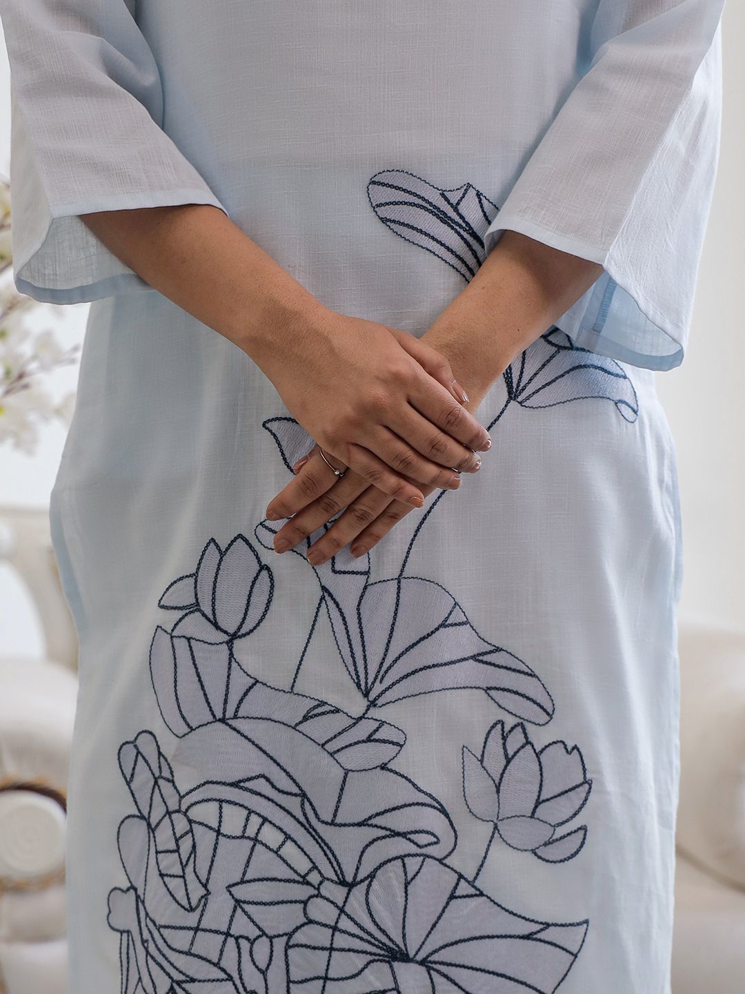 SAKHI PASTEL BLUE EMBROIDERED KURTA SET