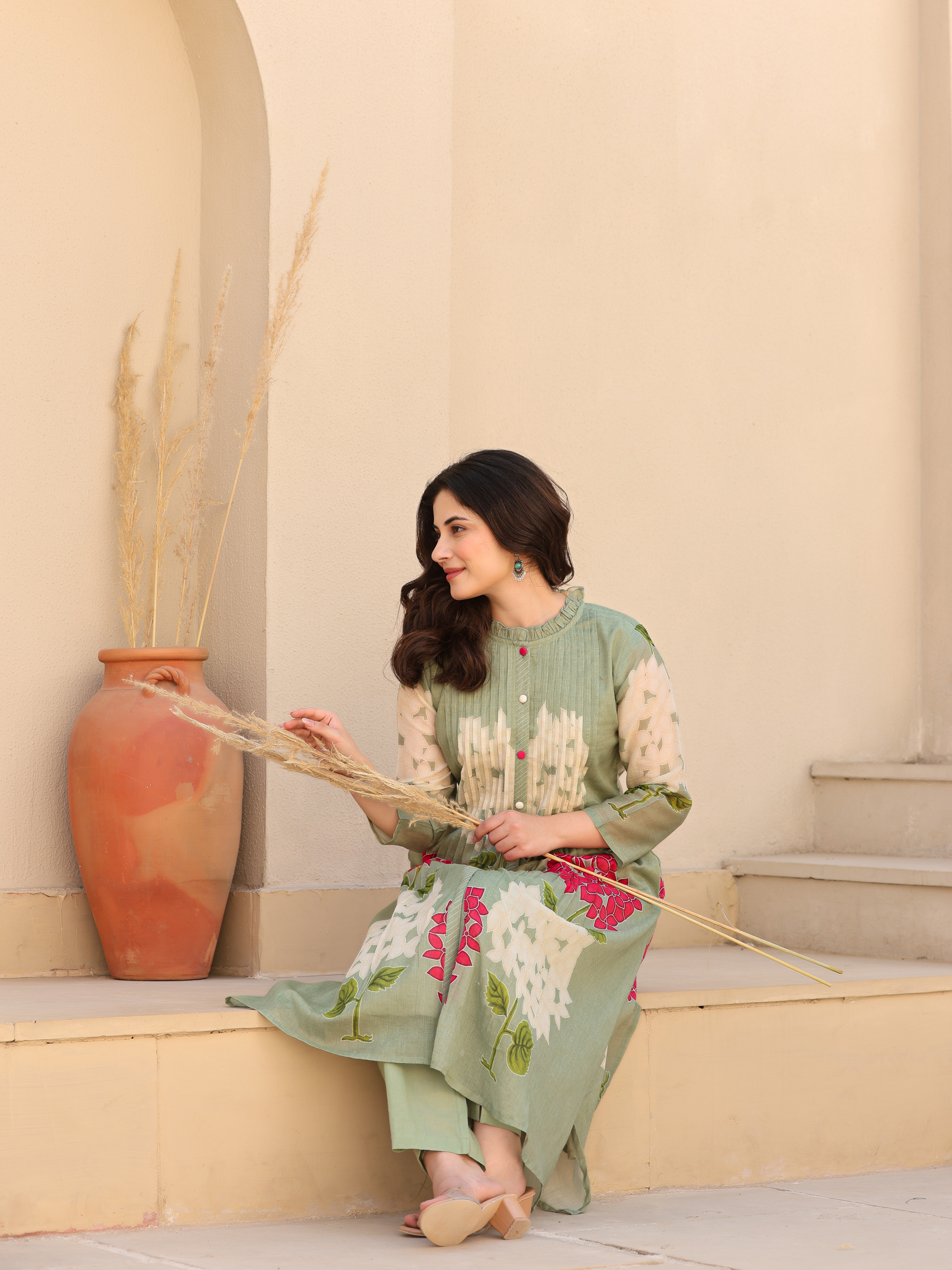 ZAHAN PINTEX  GREEN KURTA SET