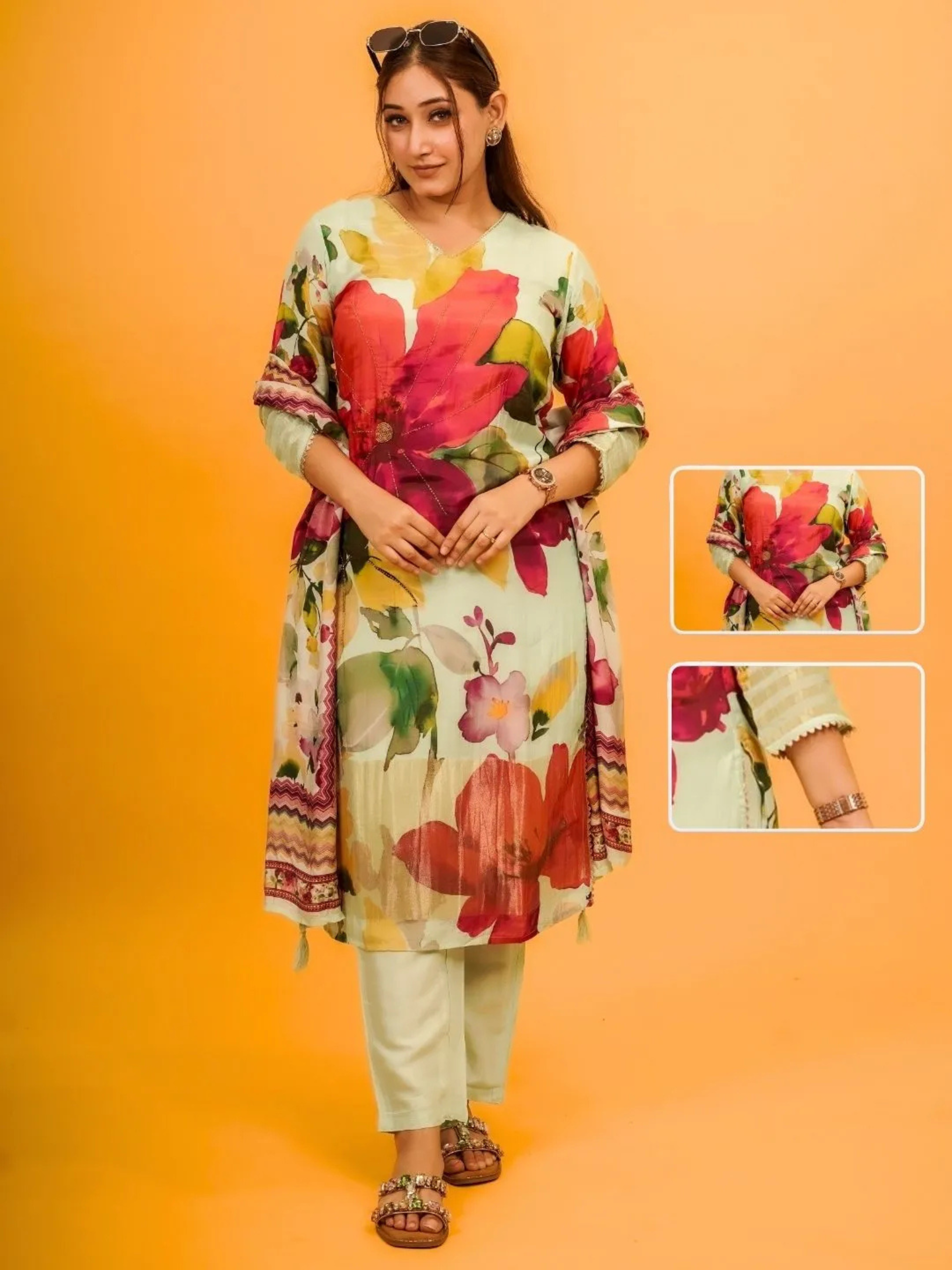 BLOOMING FLORAL EMBROIDERED DREAM SUIT SET