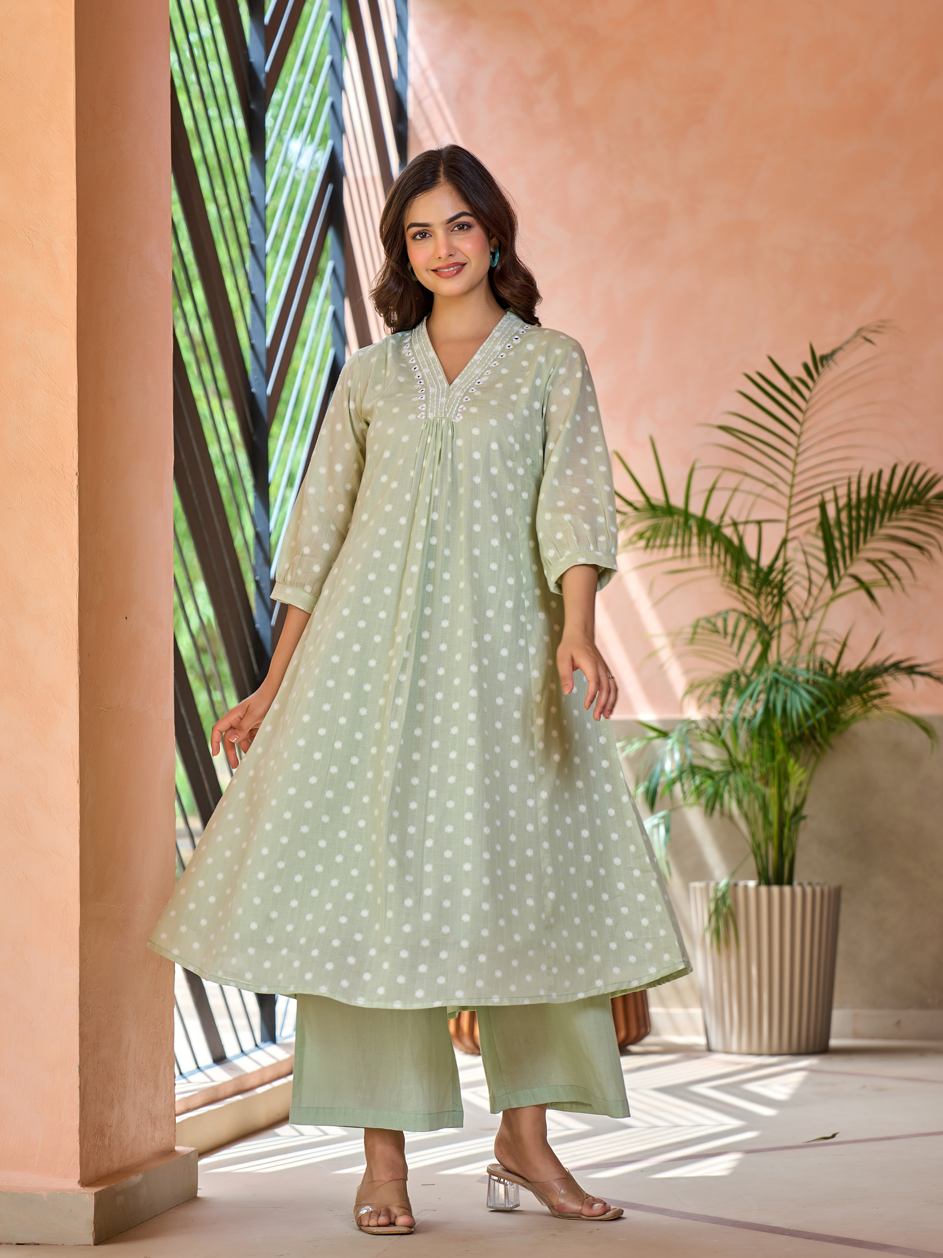 MANNAT POLKA MIRROR WORK KURTA SET