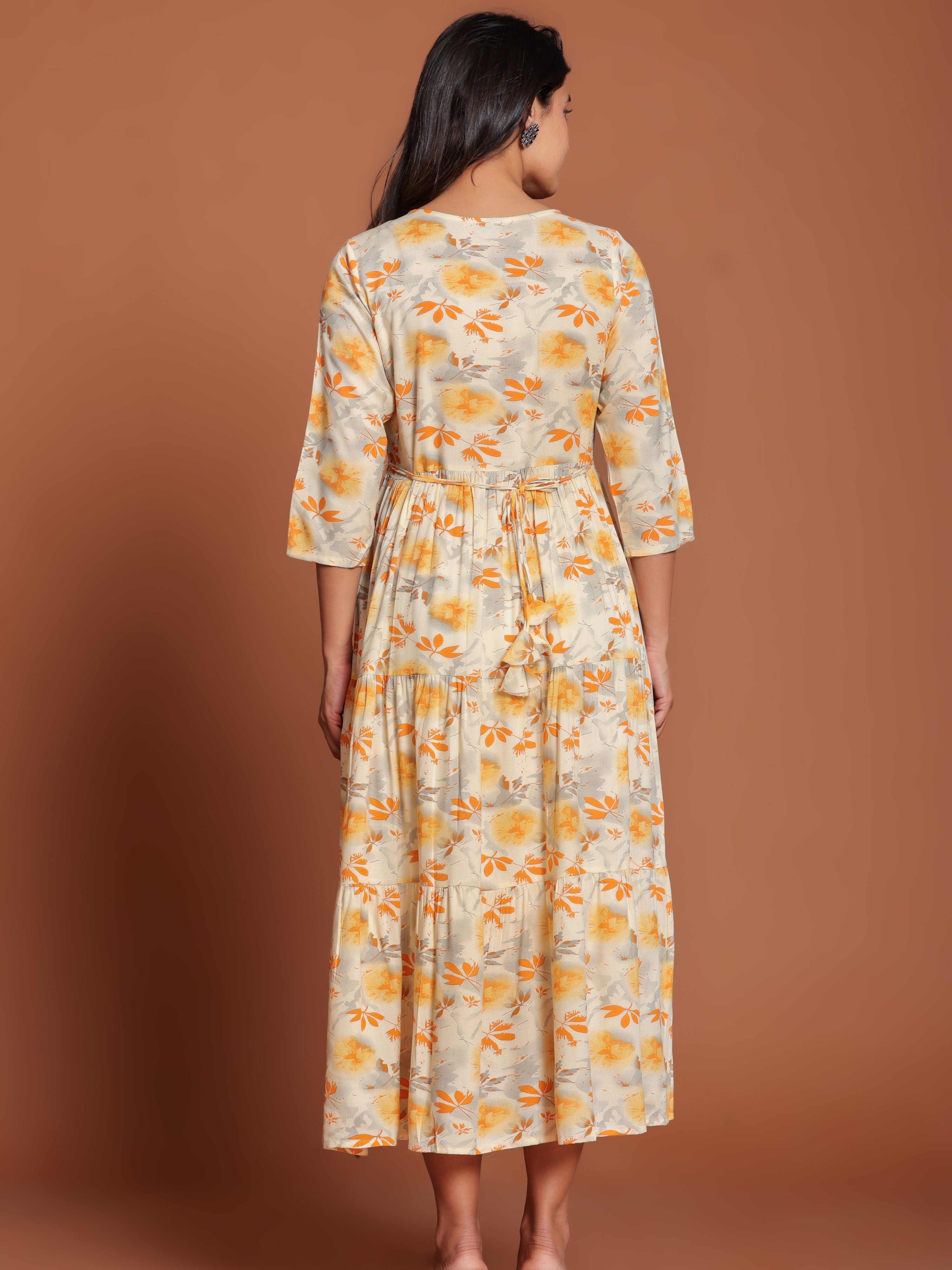 AANYA  EMBROIDERED FLARED MAXI DRESS