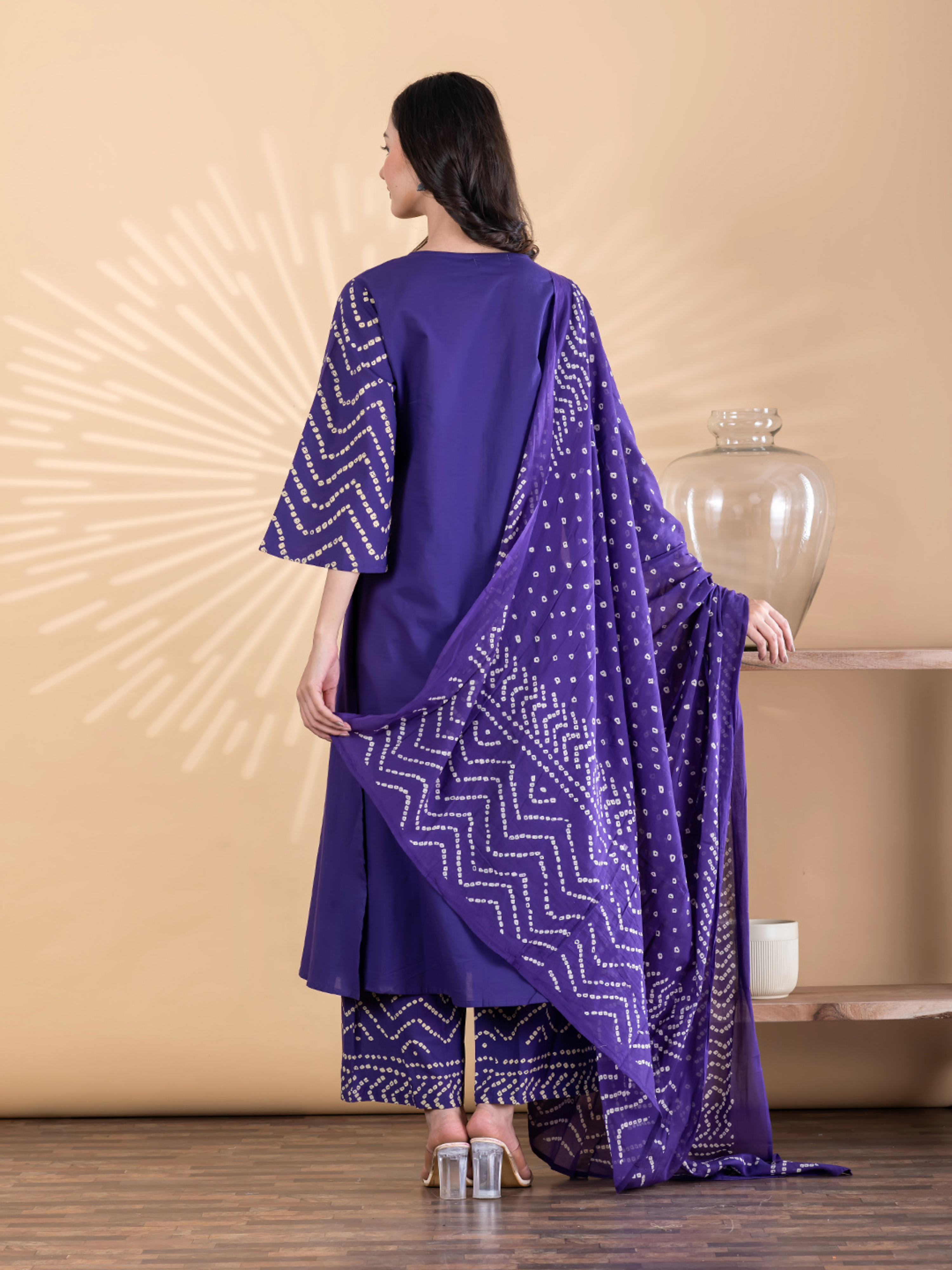 ROYAL PURPLE BANDHANI PRINTED SUIT SET