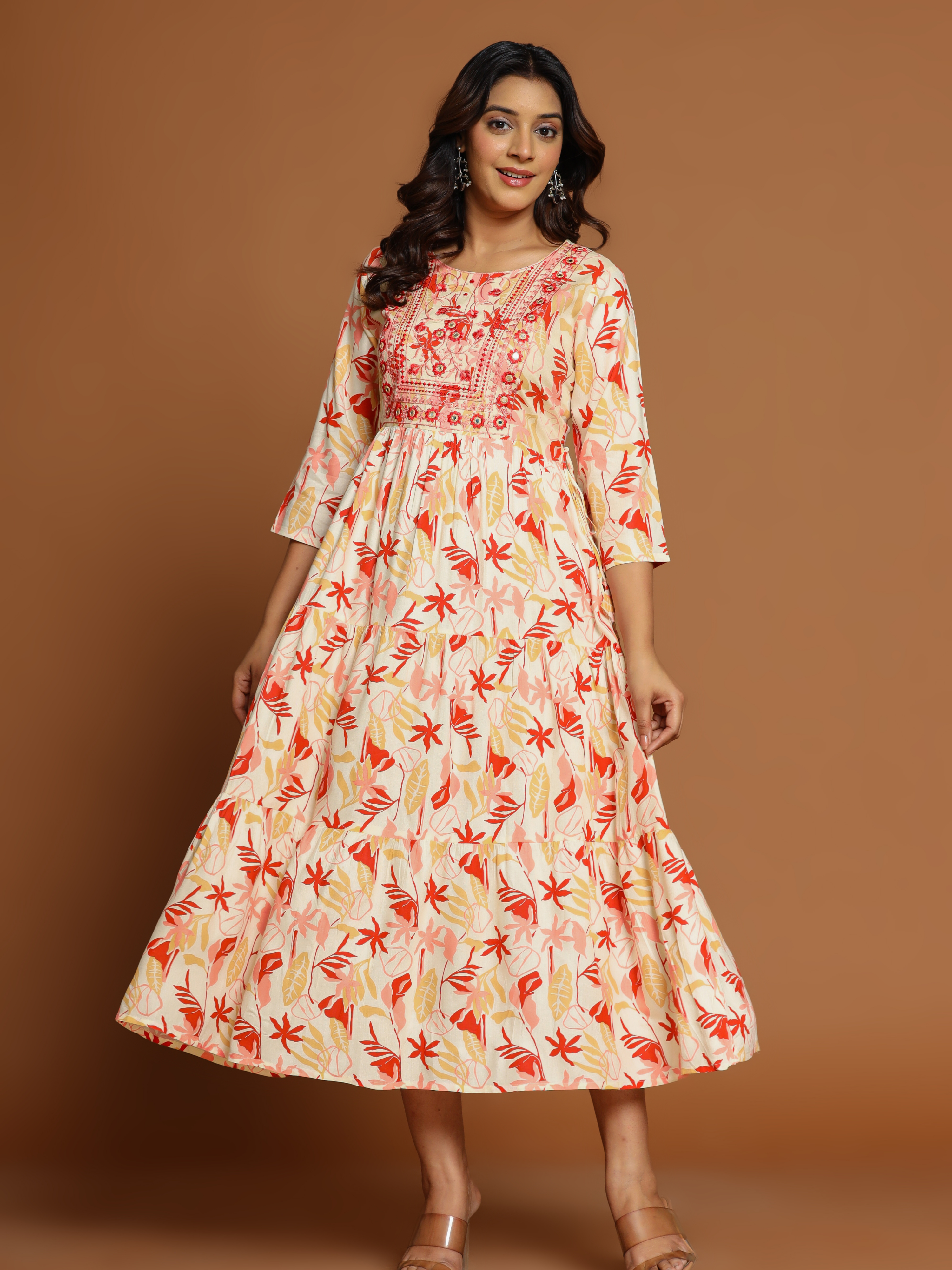 MYRA EMBROIDERED FLARED MAXI DRESS
