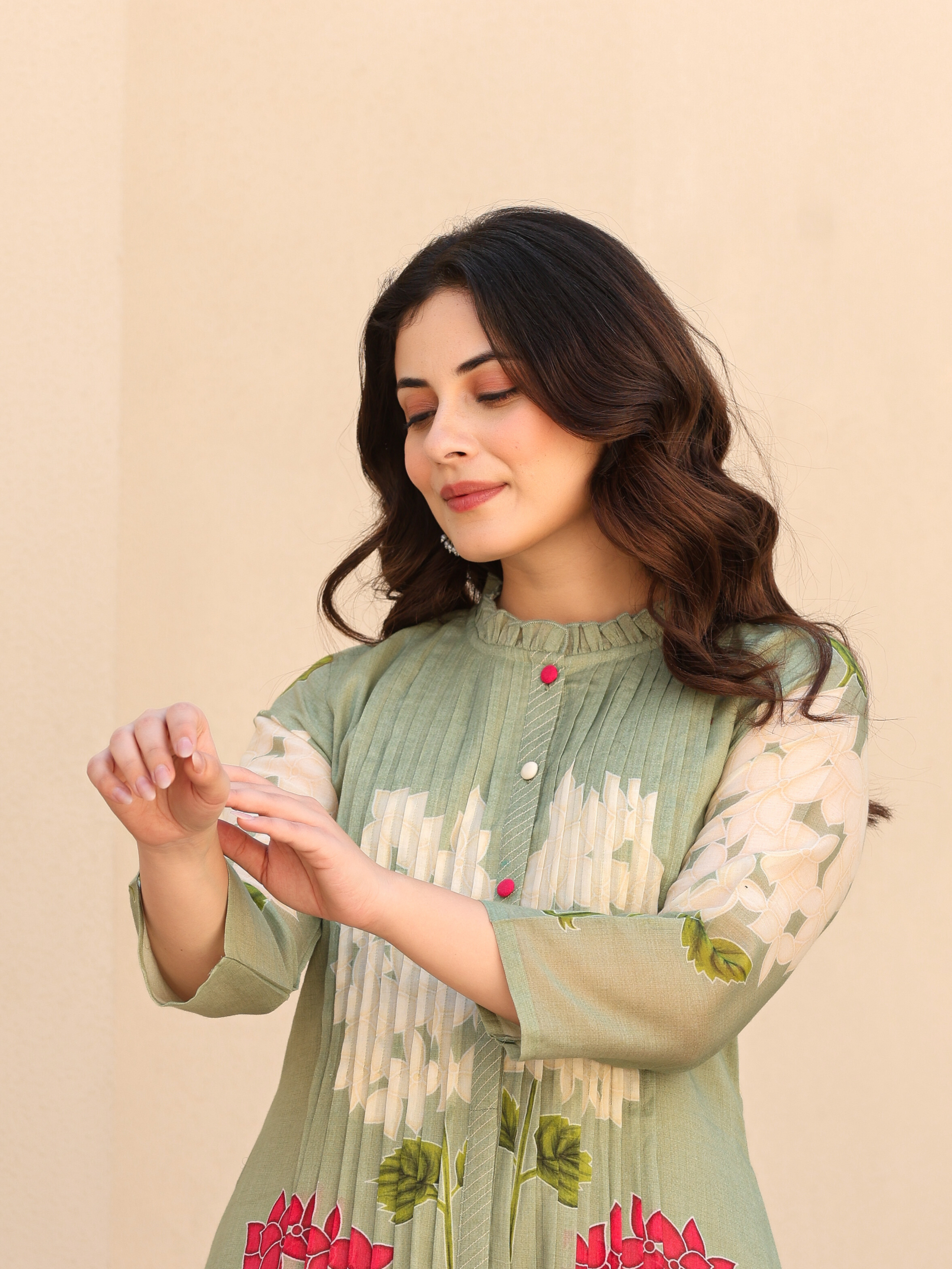 ZAHAN PINTEX  GREEN KURTA SET