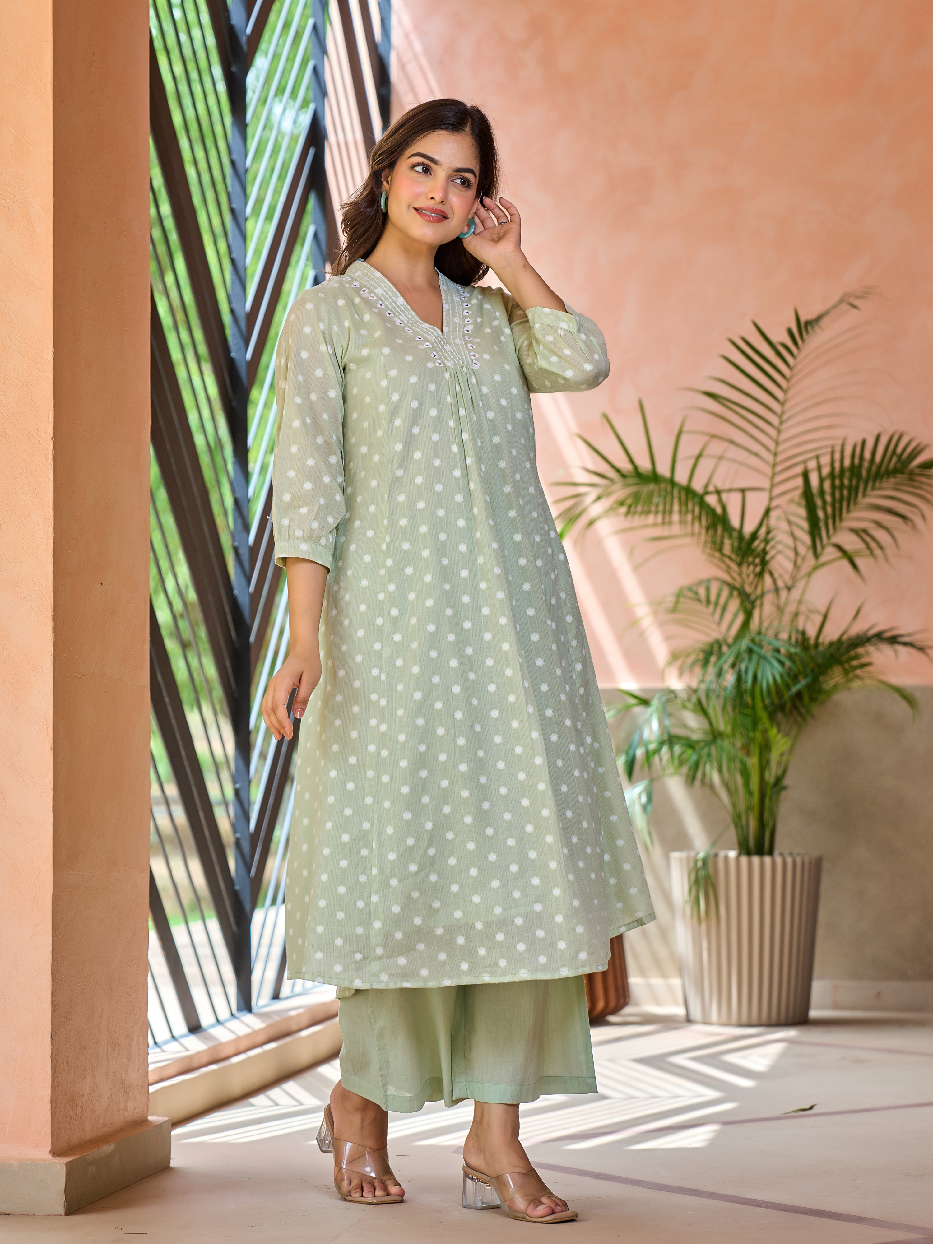 MANNAT POLKA MIRROR WORK KURTA SET