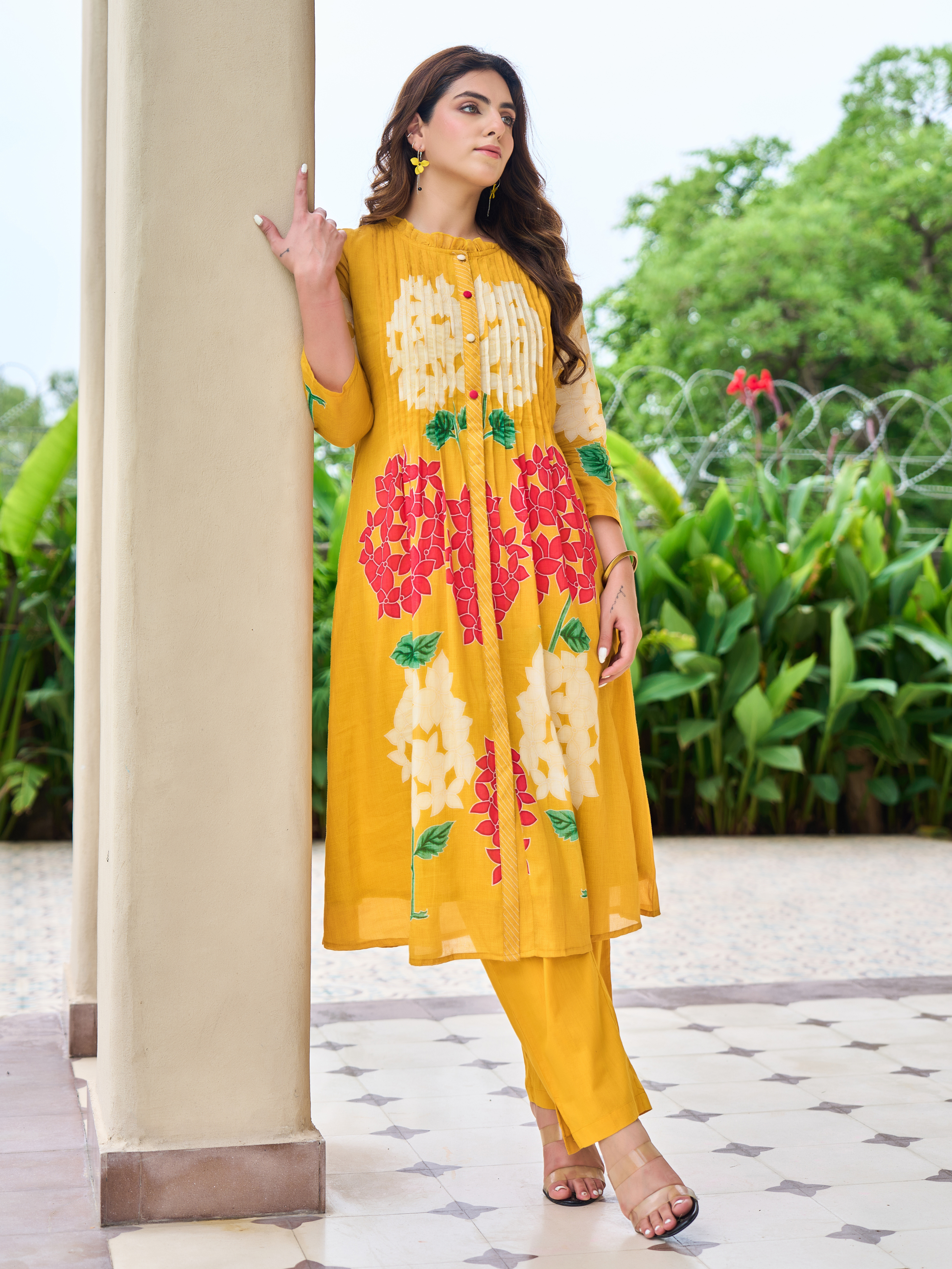 AFREEN YELLOW  PRINTED KURTA SET