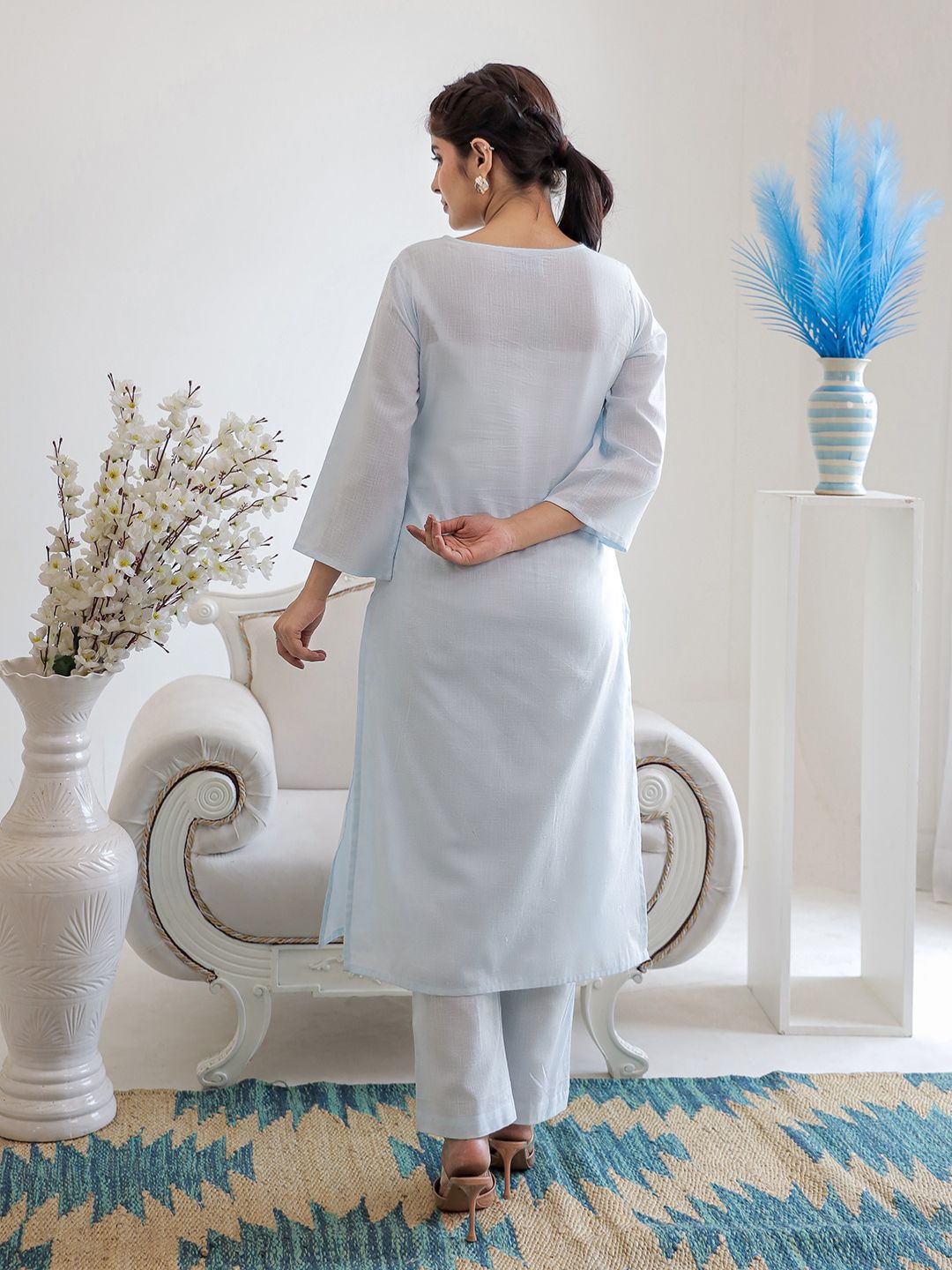 SAKHI PASTEL BLUE EMBROIDERED KURTA SET