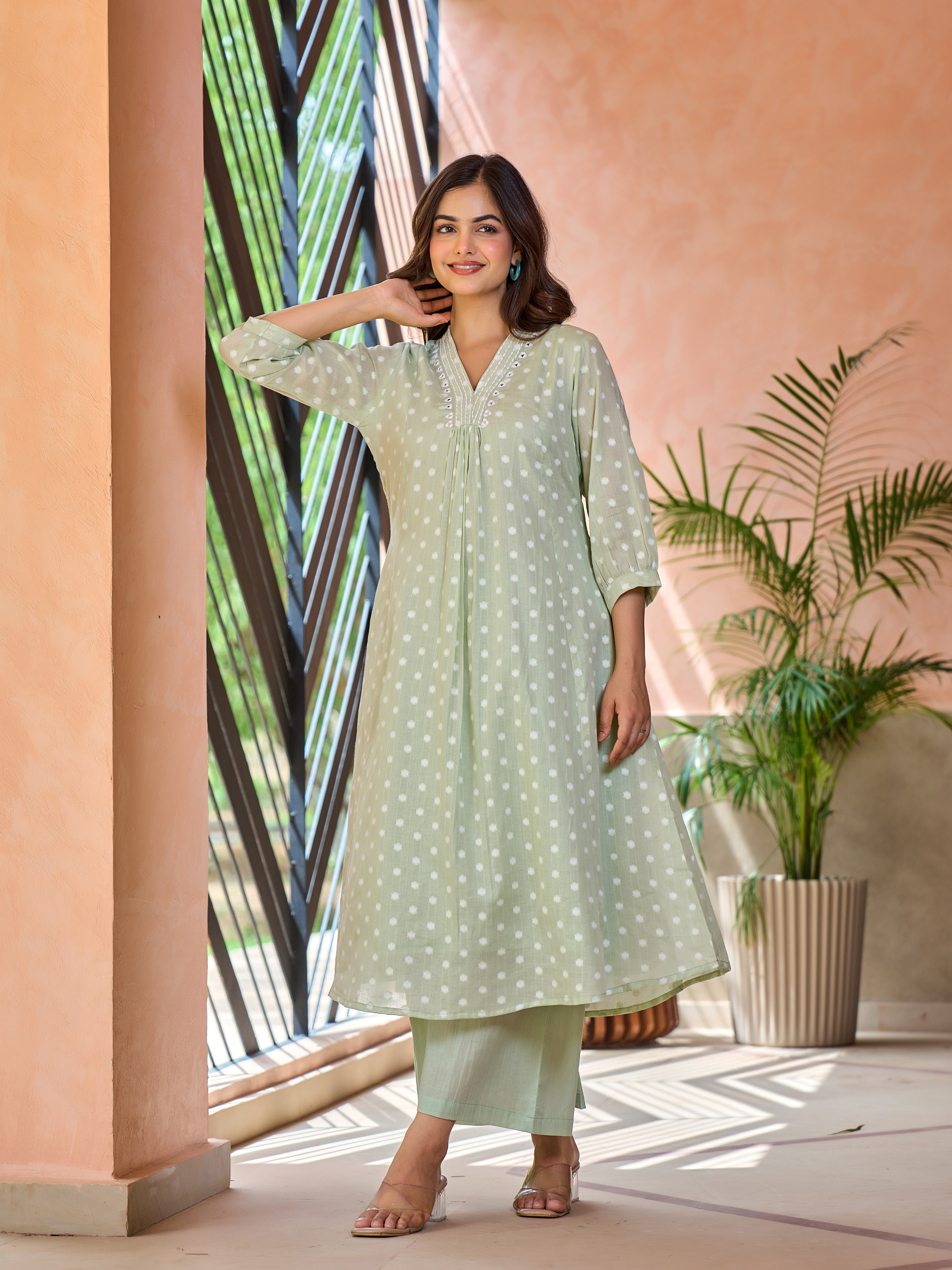 MANNAT POLKA MIRROR WORK KURTA SET