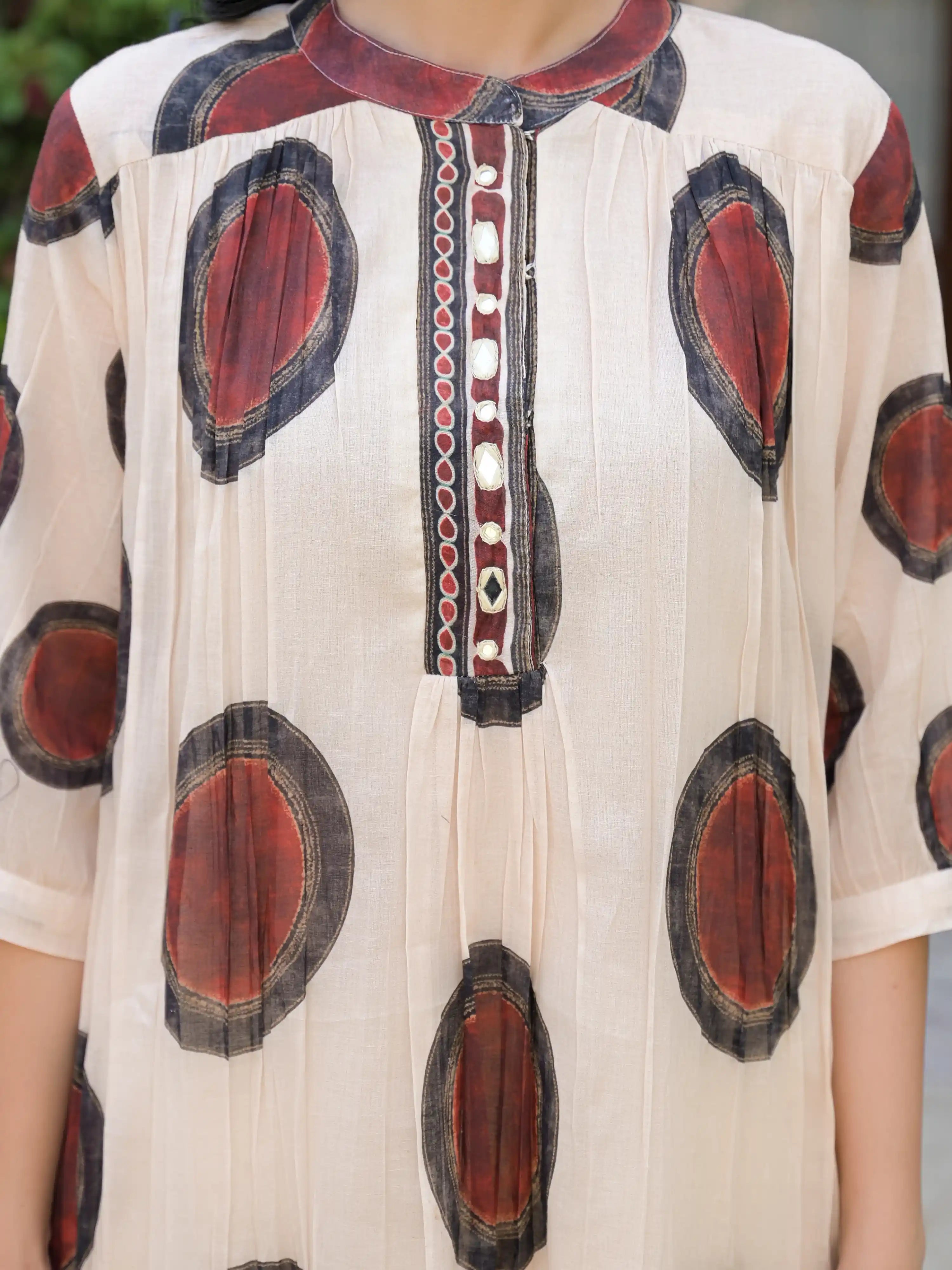 DESERT ART PRINTED FLARED PURE MUL COTTON KURTA SET