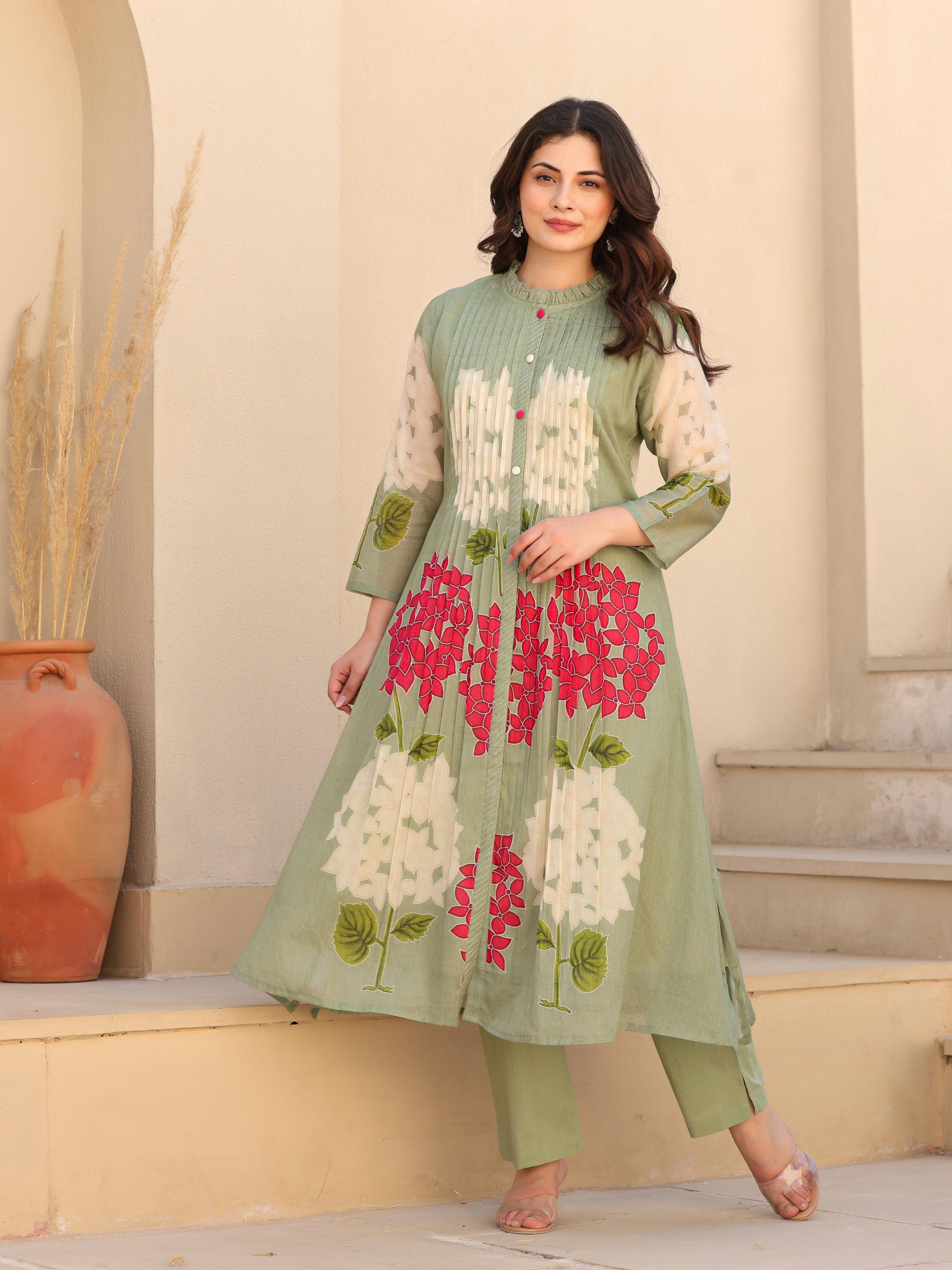 ZAHAN PINTEX  GREEN KURTA SET