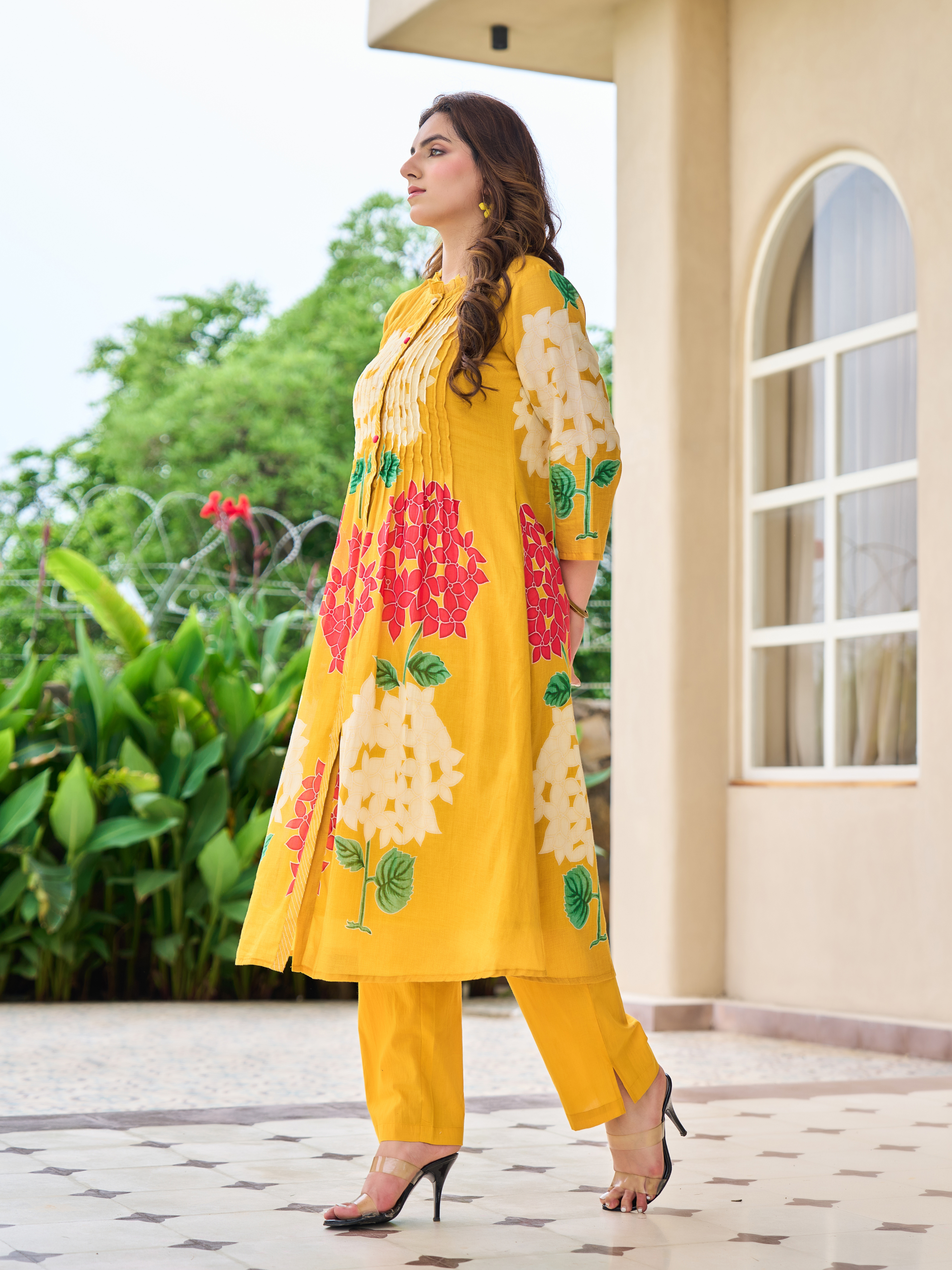 AFREEN YELLOW  PRINTED KURTA SET