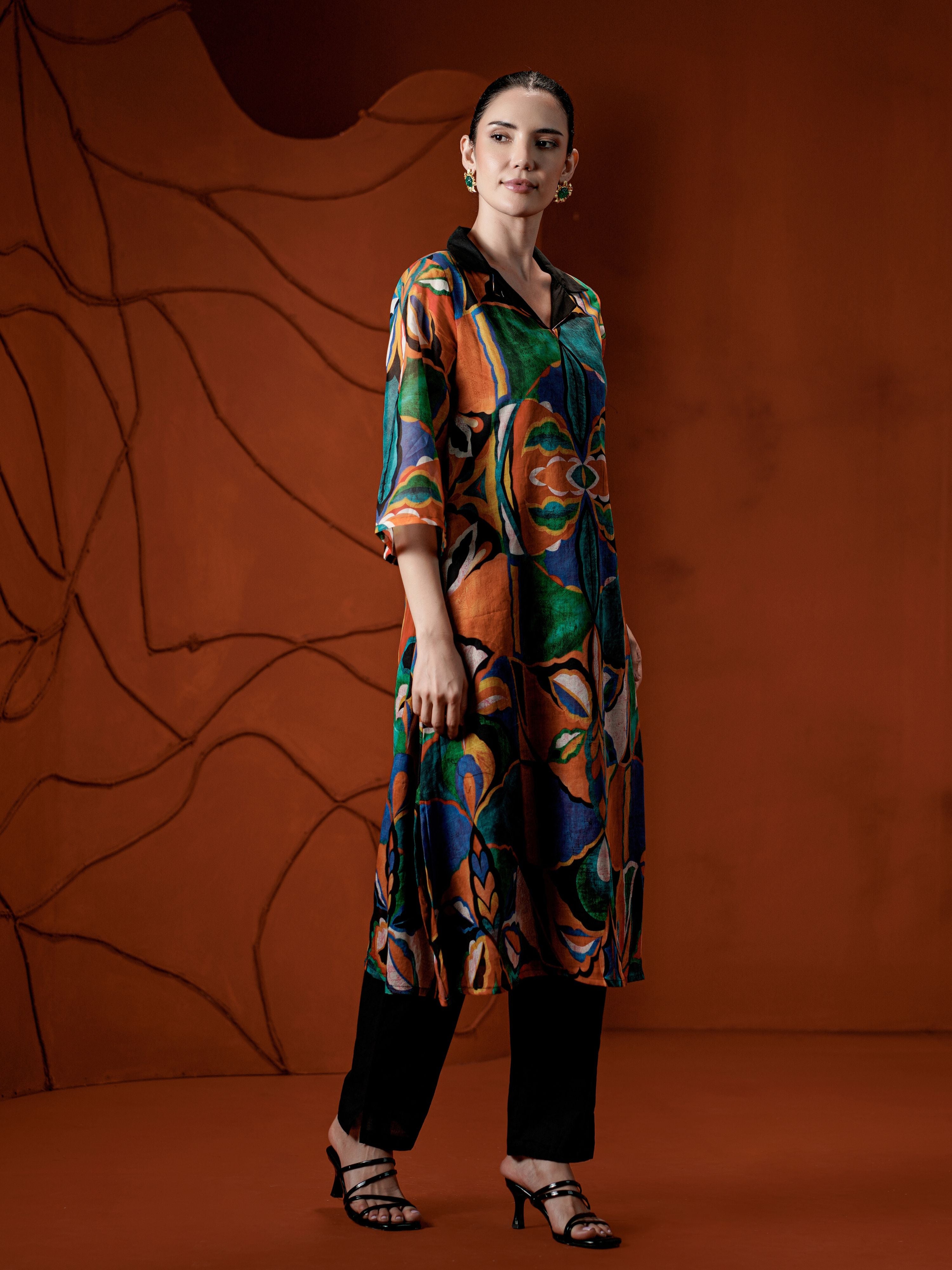 ARTISAN GARDEN DRAPE PURE MUL COTTON KURTA SET